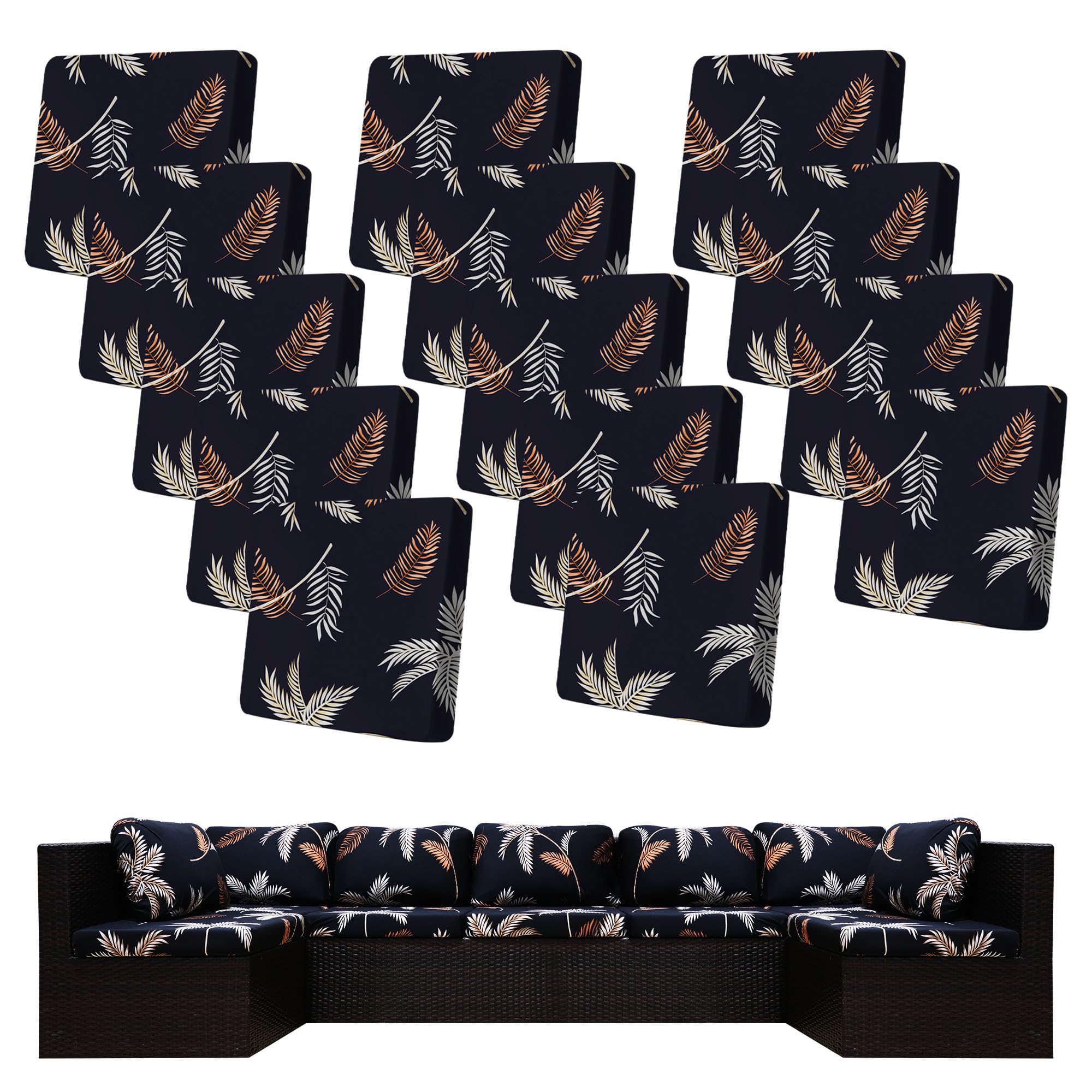 BIETYONE Outdoor Cushion Covers 14 Pcs Coconut Forest front view