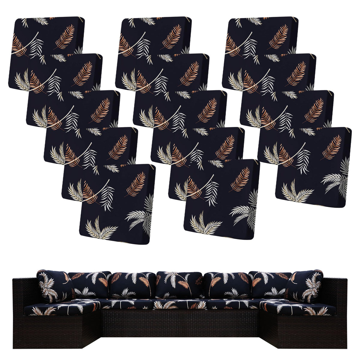 BIETYONE Outdoor Cushion Covers 14 Pcs Coconut Forest front view