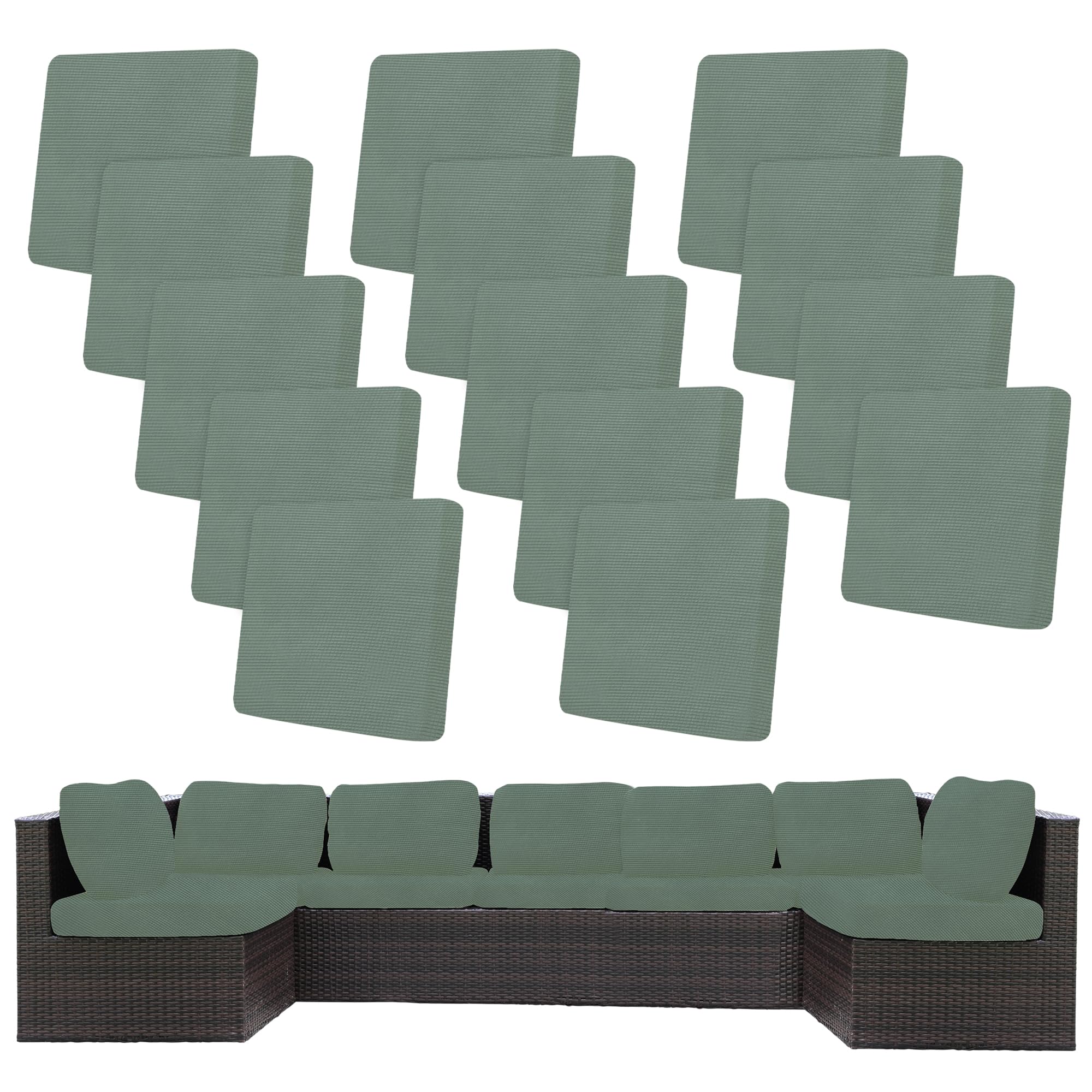 BIETYONE Outdoor Cushion Covers 14 pcs Jacquard Check Cyan