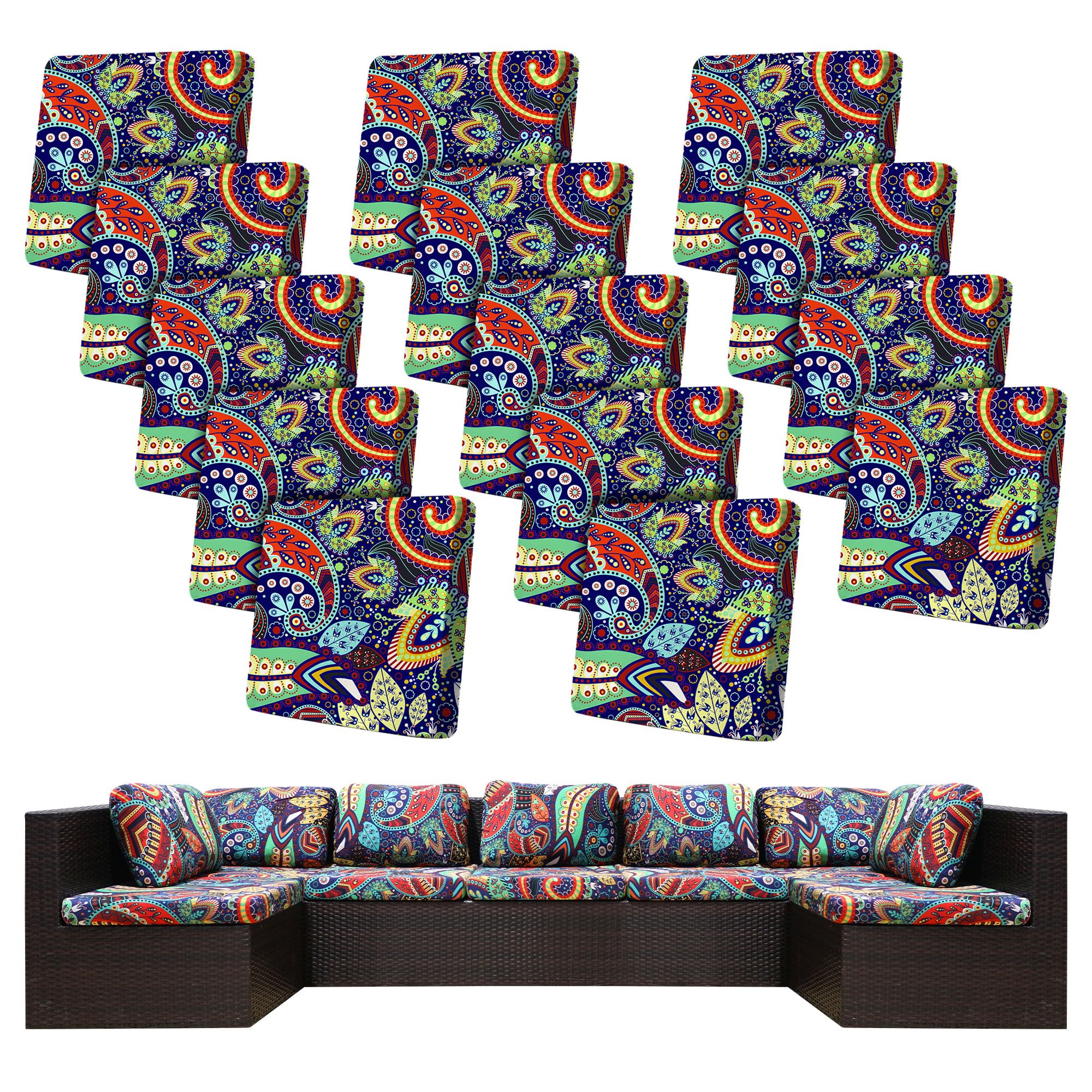 BIETYONE Outdoor Cushion Covers 14 PCS Rococo front view