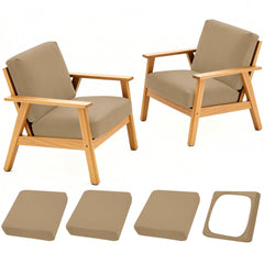 BIETYONE Outdoor Cushion Covers 4 Pcs in Khaki, Front View