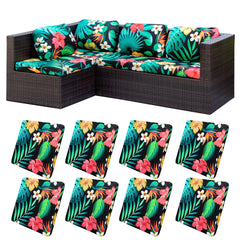BIETYONE Outdoor Cushion Covers 8 Pcs Floral Leaf design front view