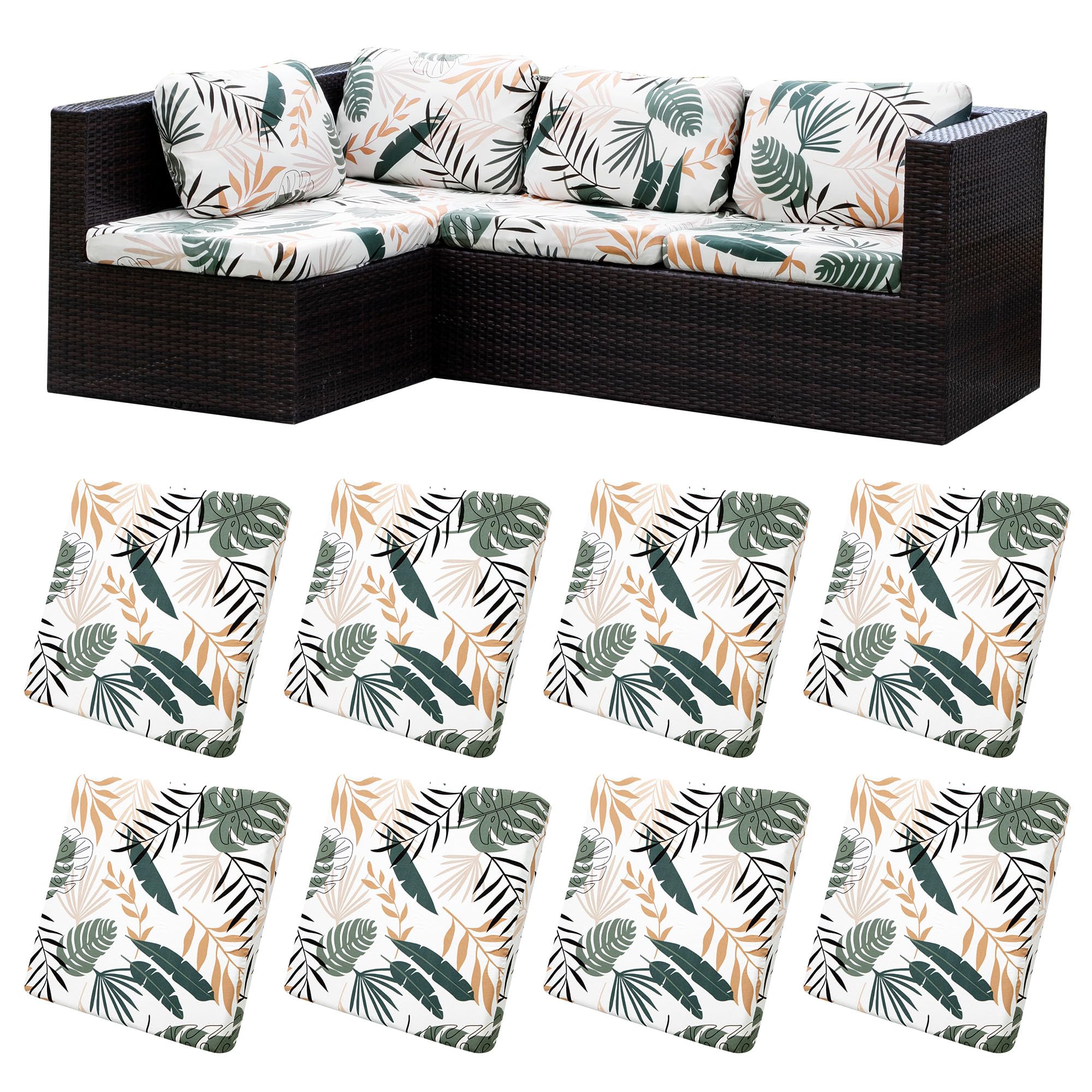 BIETYONE Outdoor Cushion Covers 8 Pcs in Lush Coconut Groves packaging