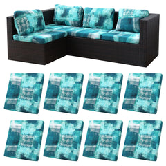 BIETYONE Outdoor Cushion Covers 8 Pcs Turquoise front view