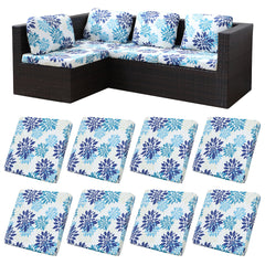 BIETYONE Outdoor Cushion Covers 8PCS Blue Flower front view