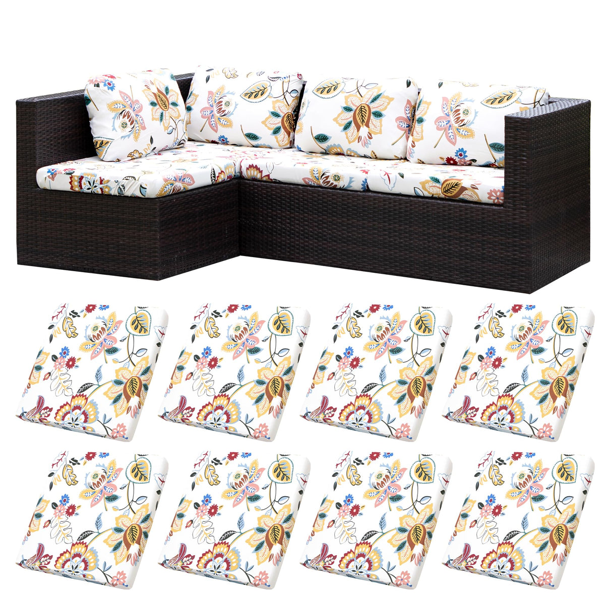 BIETYONE Outdoor Cushion Covers 8PCS front view in vivid colours