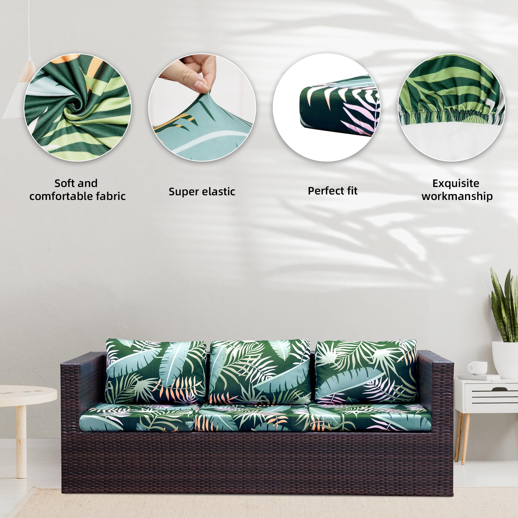 BIETYONE Outdoor Cushion Covers 8PCS Green Forest close-up details