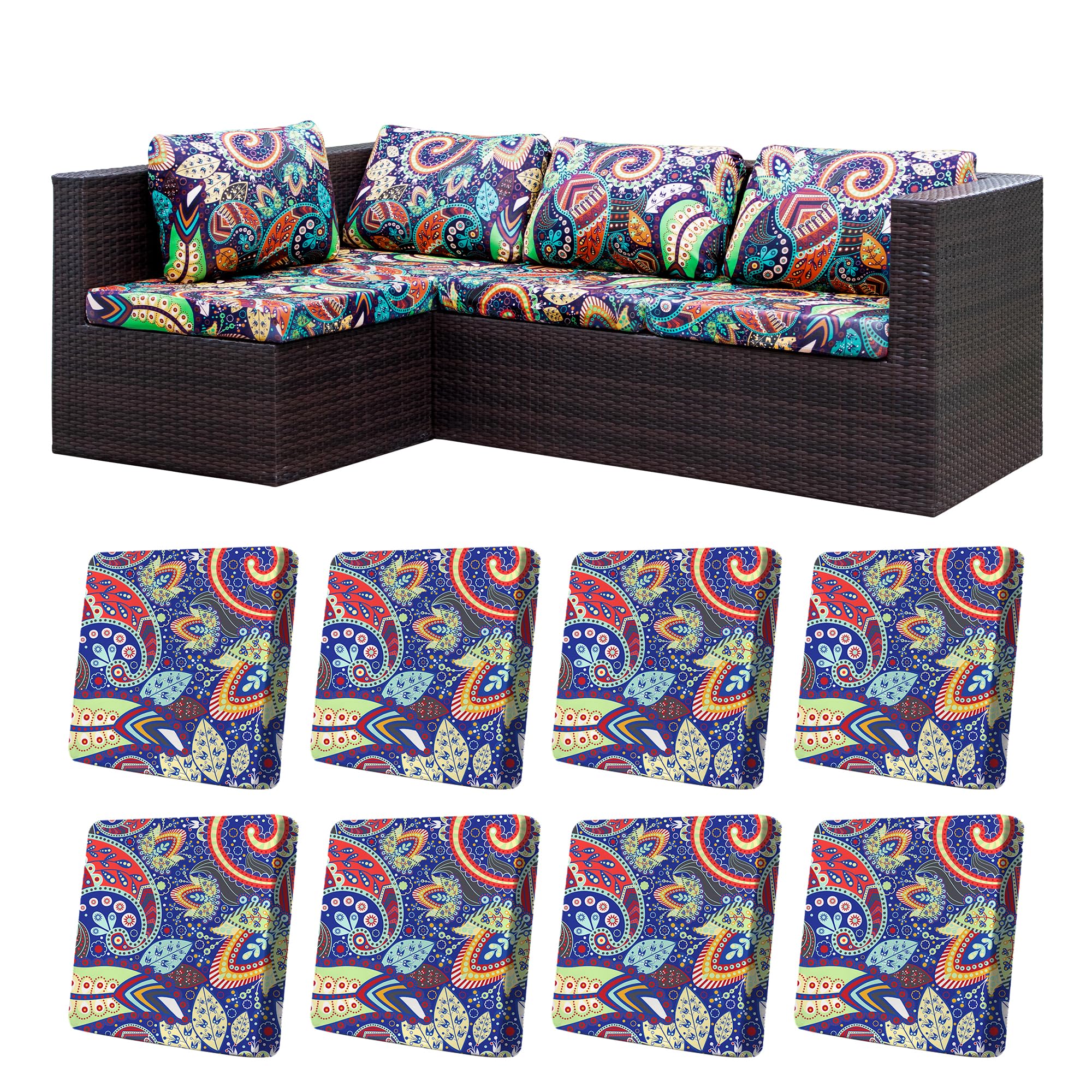 BIETYONE Outdoor Cushion Covers 8PCS Rococo design front view