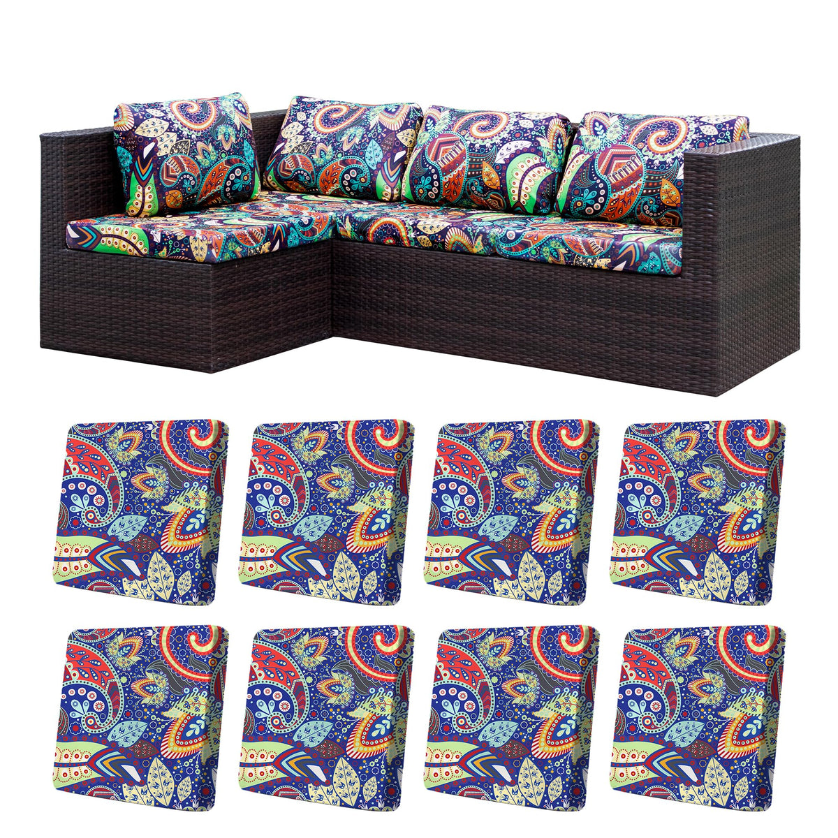 BIETYONE Outdoor Cushion Covers 8PCS Rococo design front view