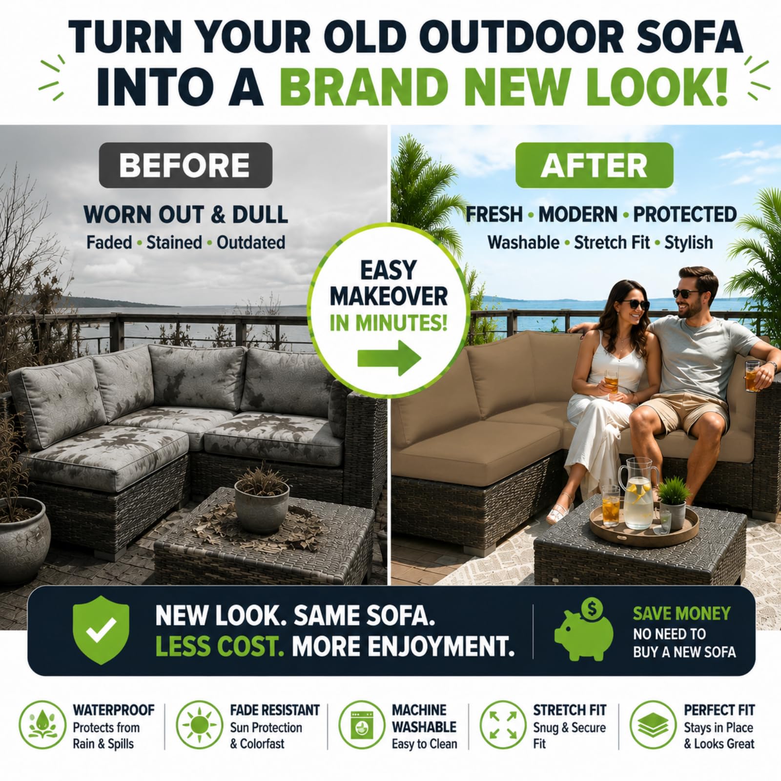 BIETYONE Outdoor Cushion Covers Displayed with Patterns