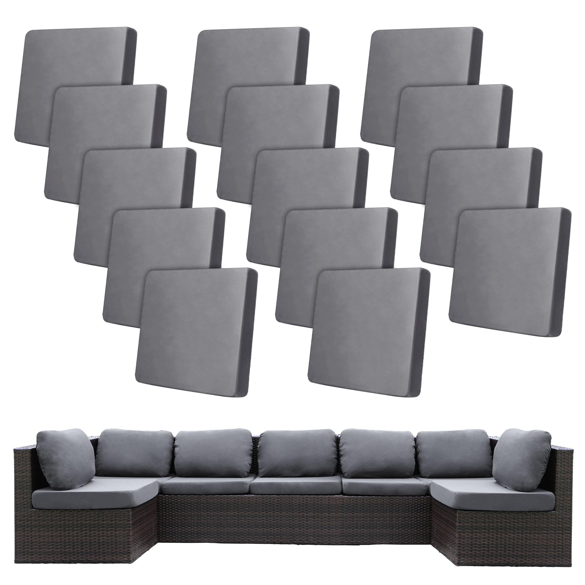 BIETYONE Outdoor Cushion Covers Grey Set of 14