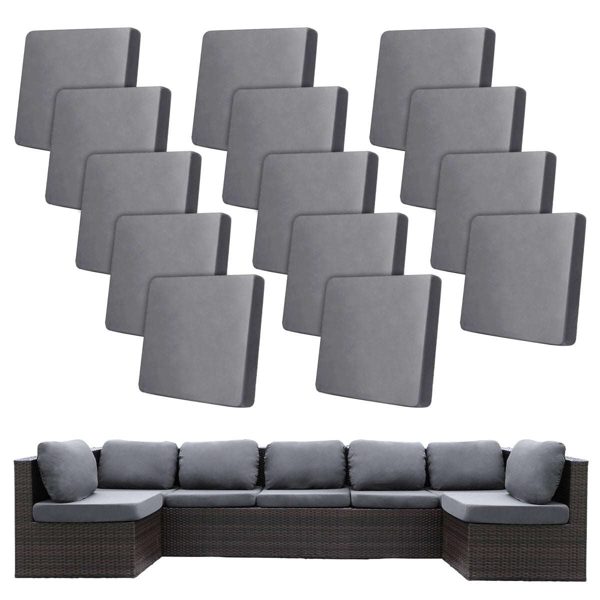 BIETYONE Outdoor Cushion Covers Grey Set of 14