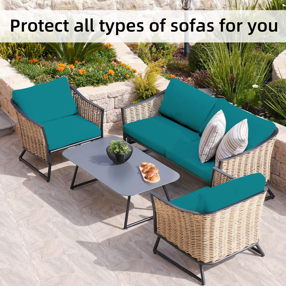 BIETYONE Outdoor Cushion Covers in Peacock Blue with floral pattern