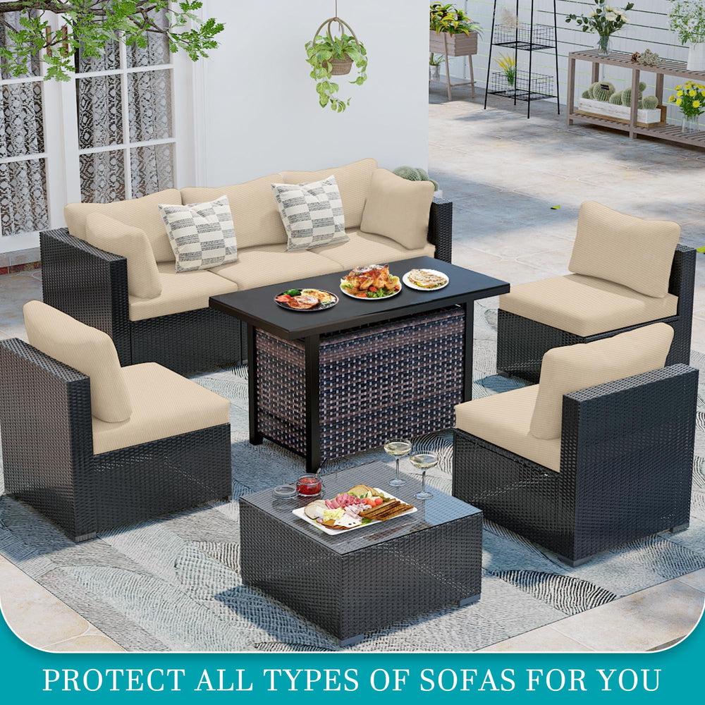 BIETYONE Outdoor Cushion Covers on patio sofa