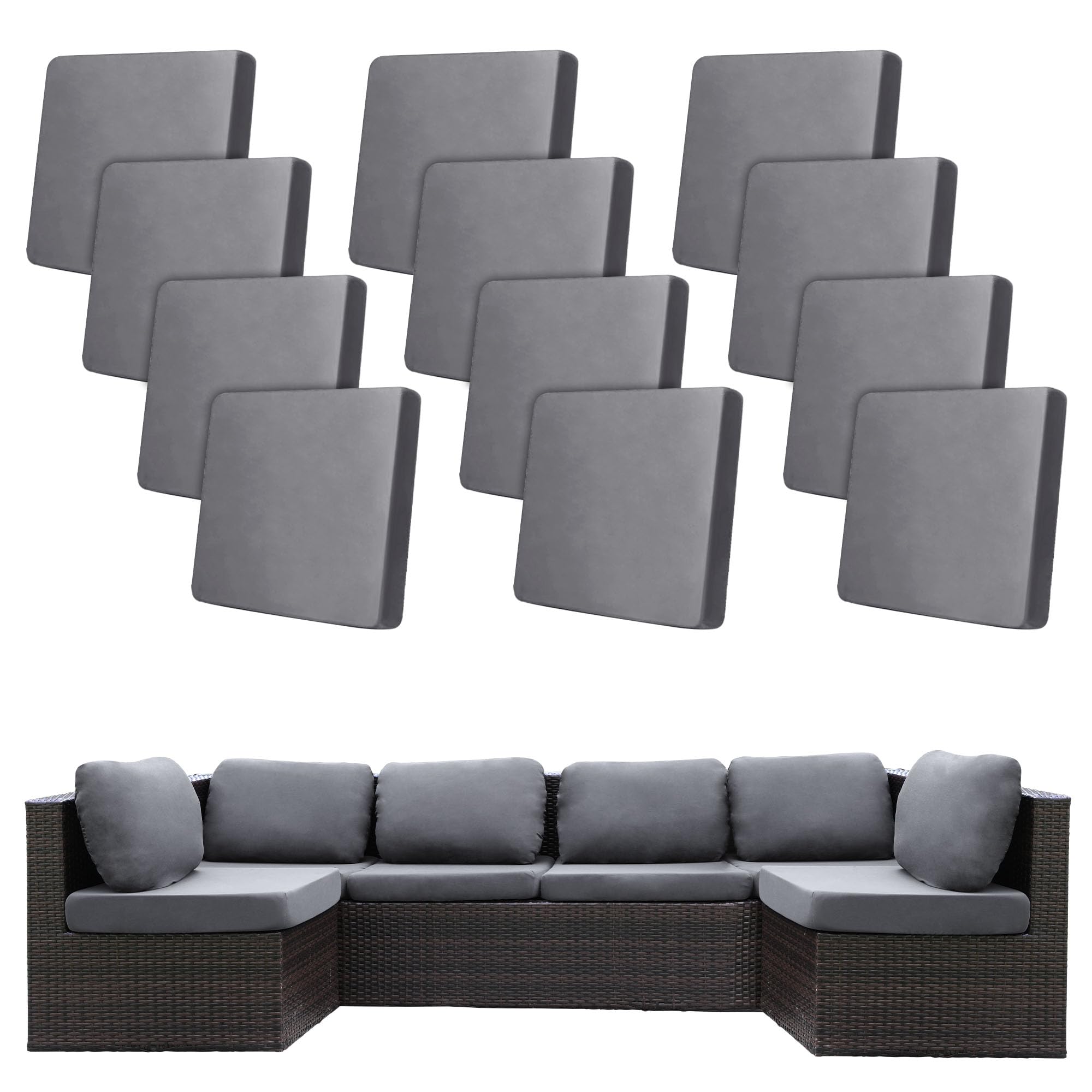 BIETYONE Outdoor Cushion Covers pack of 12 grey covers front view