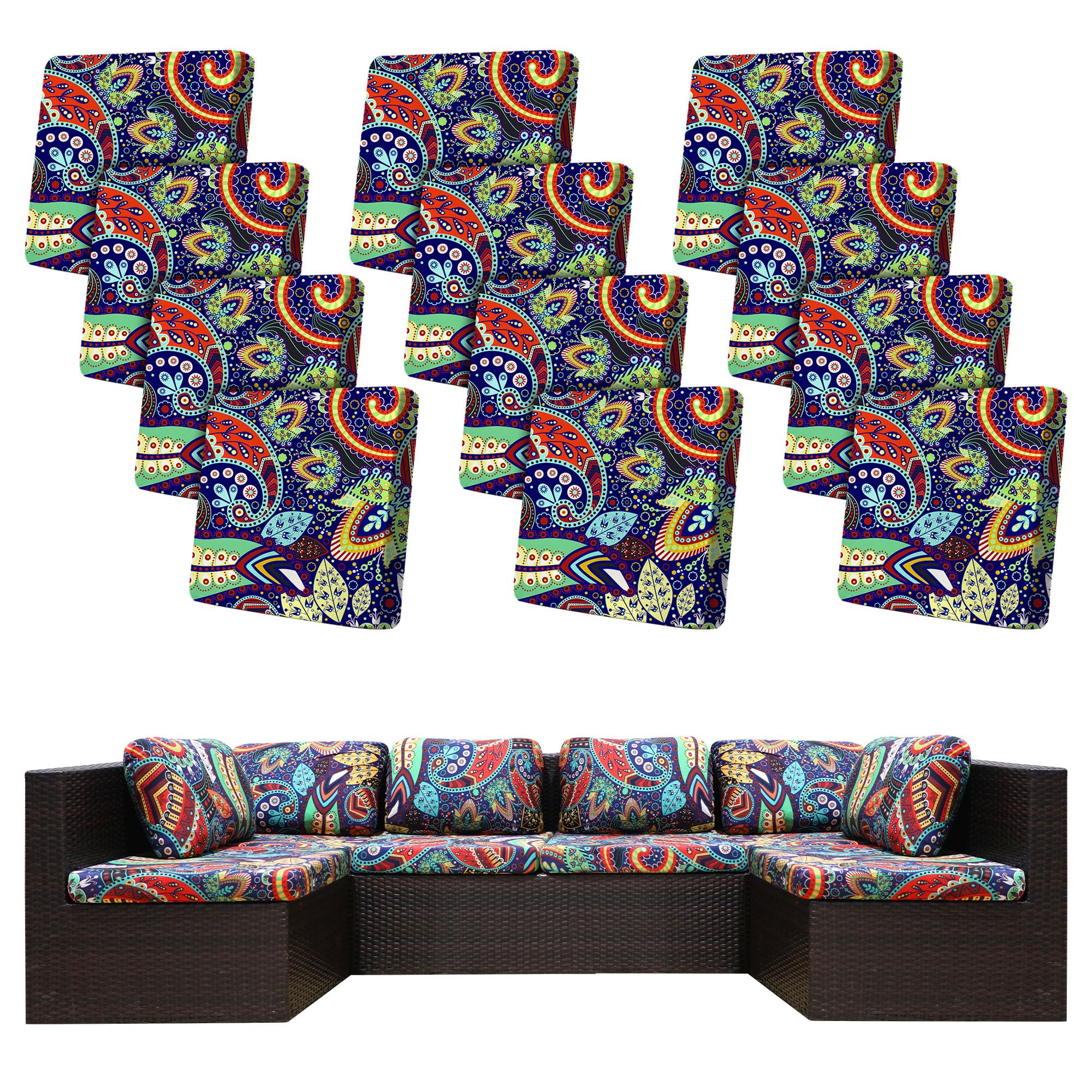 BIETYONE Outdoor Cushion Covers pack of 12 in Rococo pattern