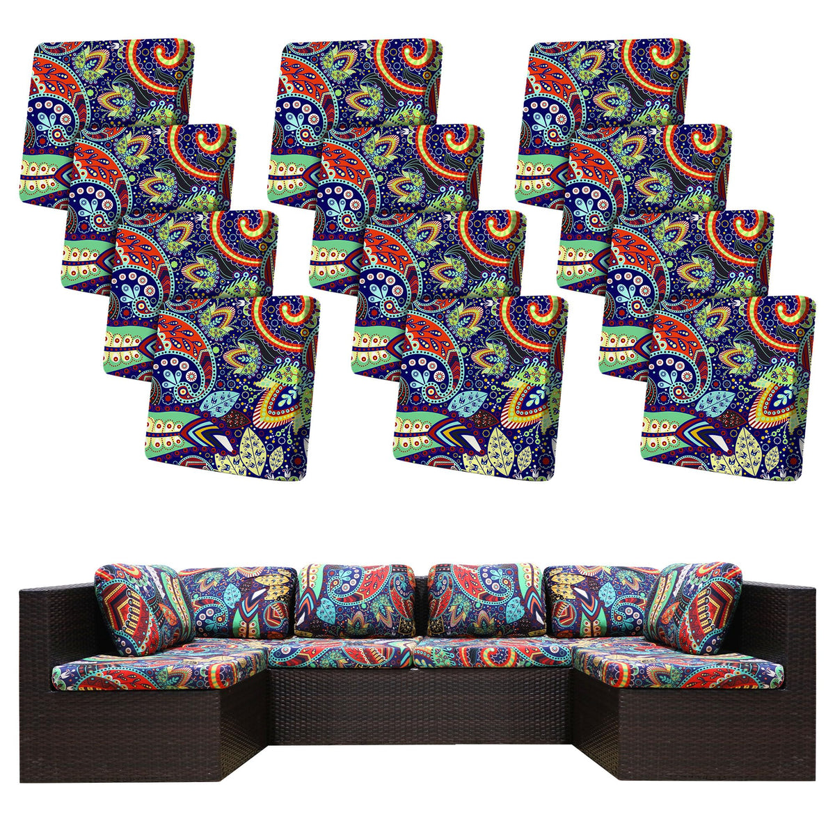 BIETYONE Outdoor Cushion Covers pack of 12 in Rococo pattern