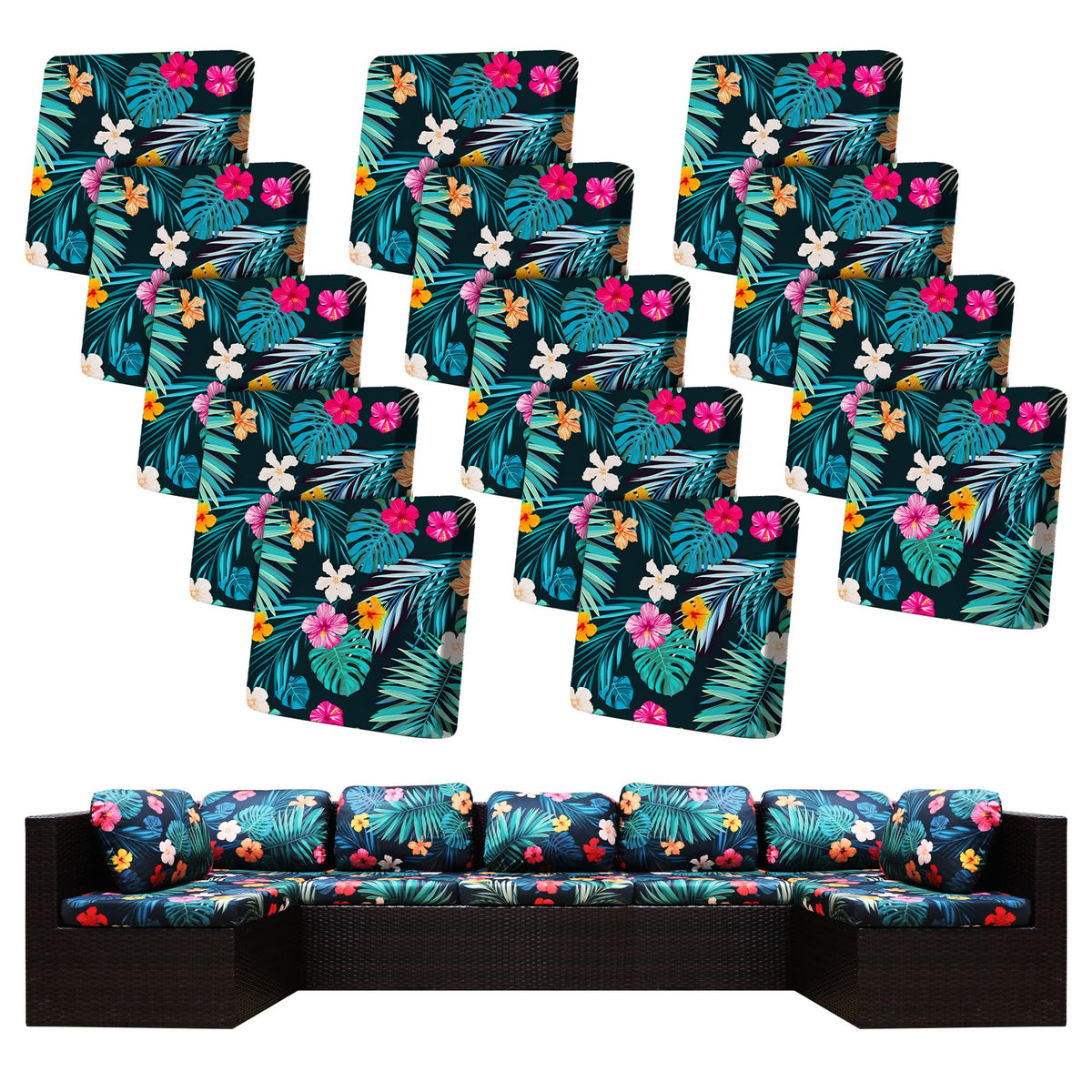 BIETYONE Outdoor Cushion Covers pack of 14 in Summer Night colour