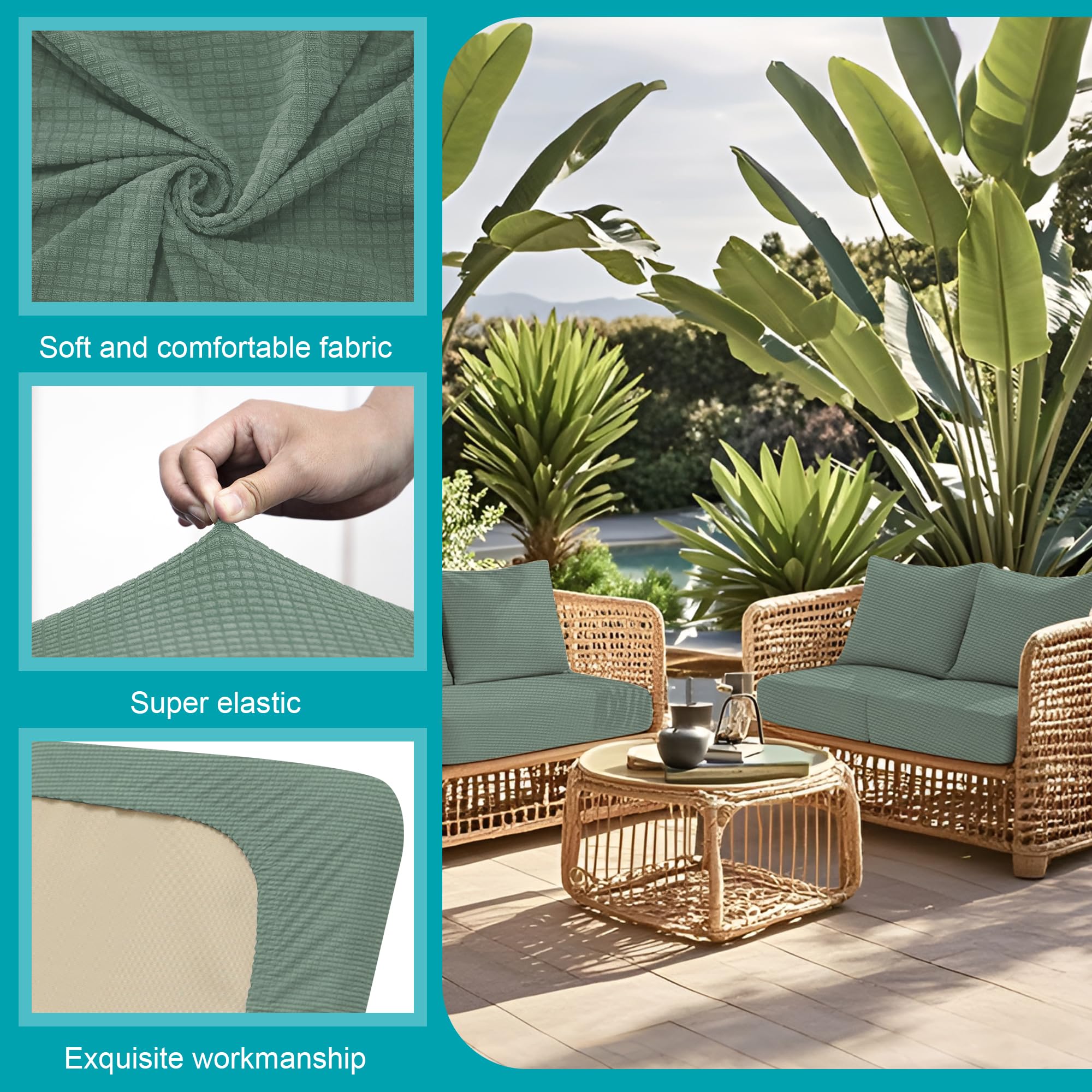 BIETYONE outdoor cushion covers set displayed on a patio sofa