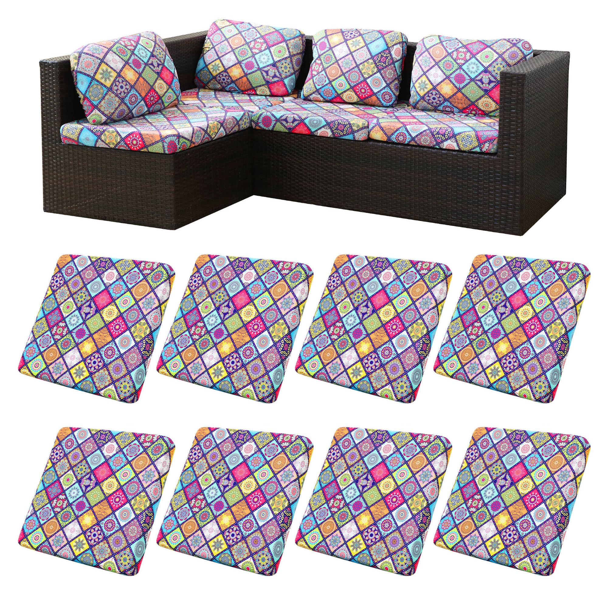 BIETYONE Outdoor Cushion Covers set of 8 in Colored Glass