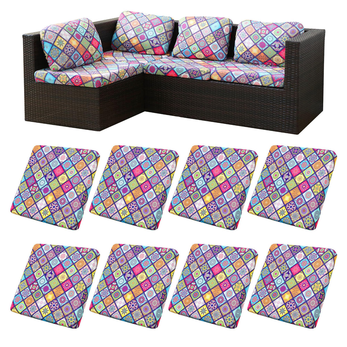 BIETYONE Outdoor Cushion Covers set of 8 in Colored Glass