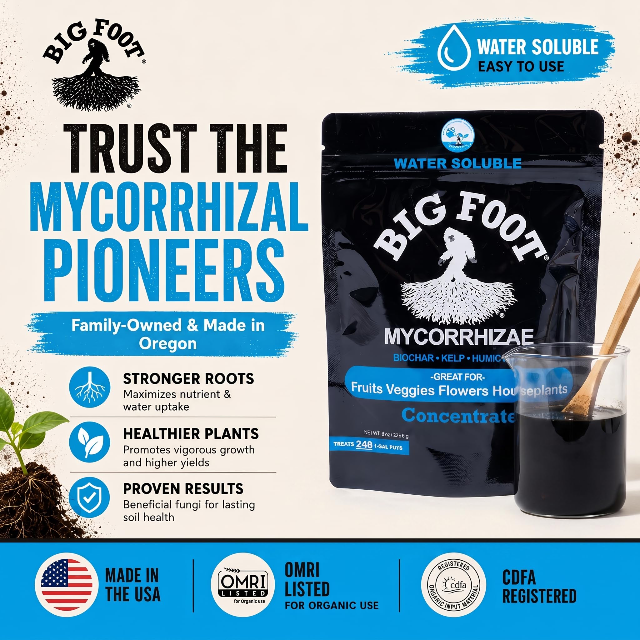 Big Foot Mycorrhizal Inoculant displayed in a garden setting
