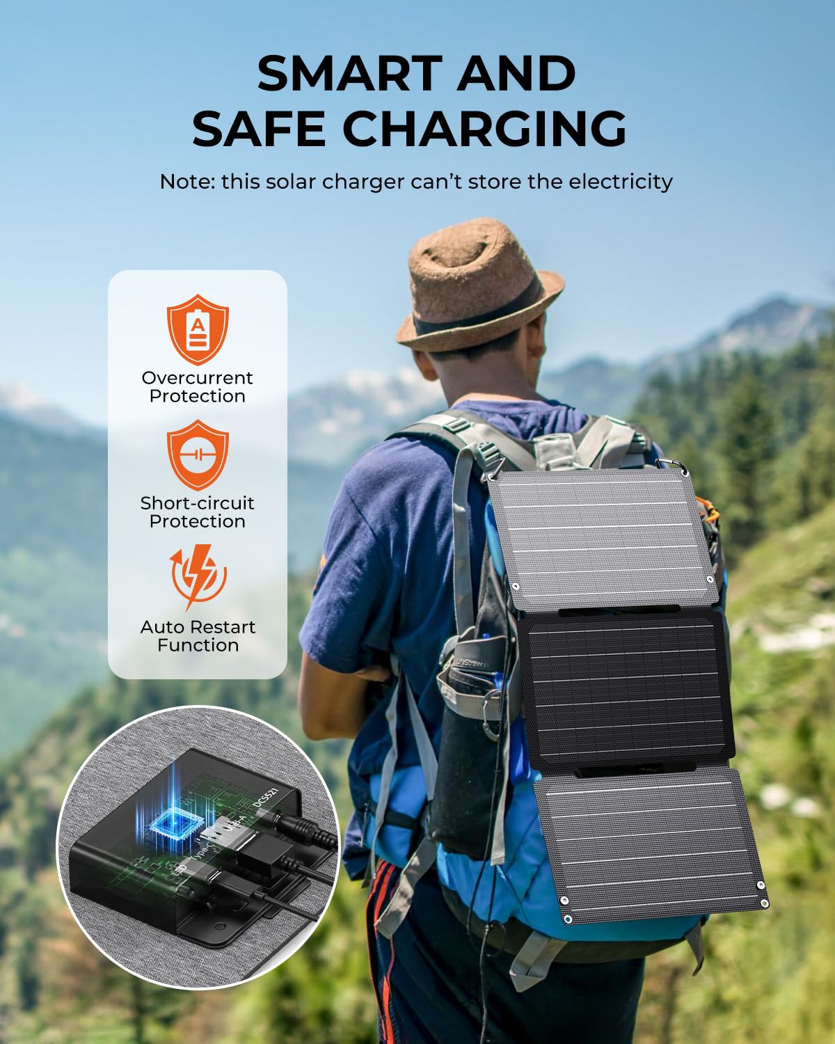 BigBlue 30W Solar Panel in outdoor camping setup
