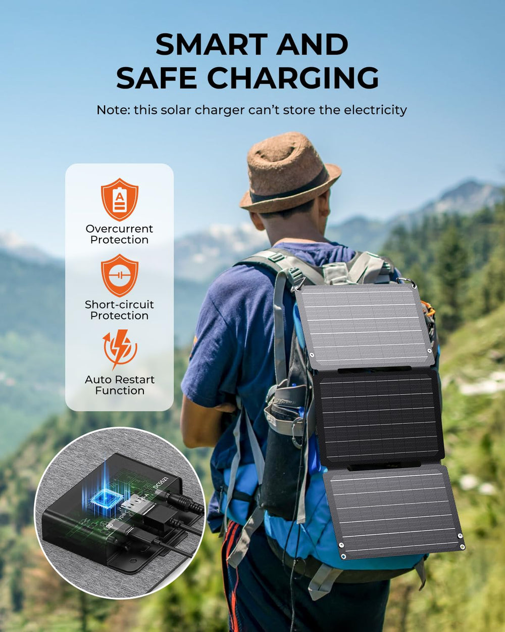BigBlue 30W Solar Panel in outdoor camping setup