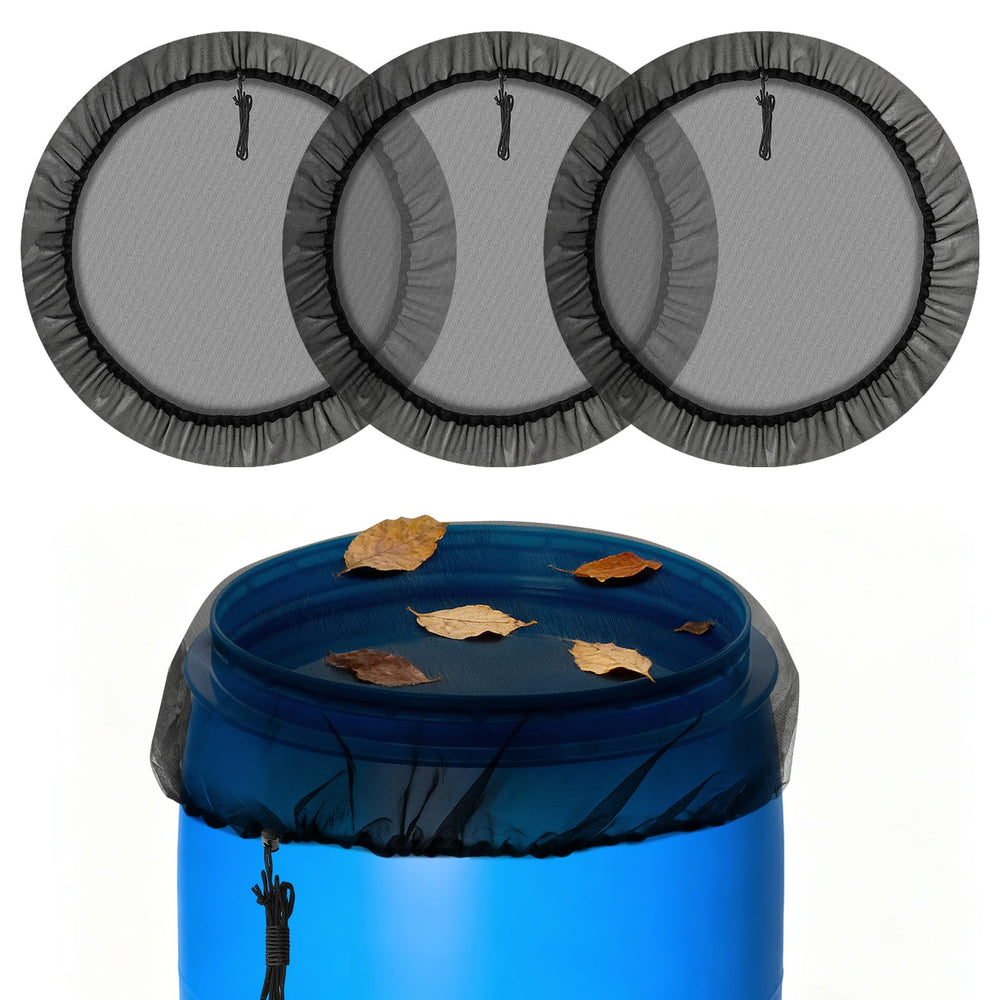 Biggun 39in mesh cover for rain barrel, black front view