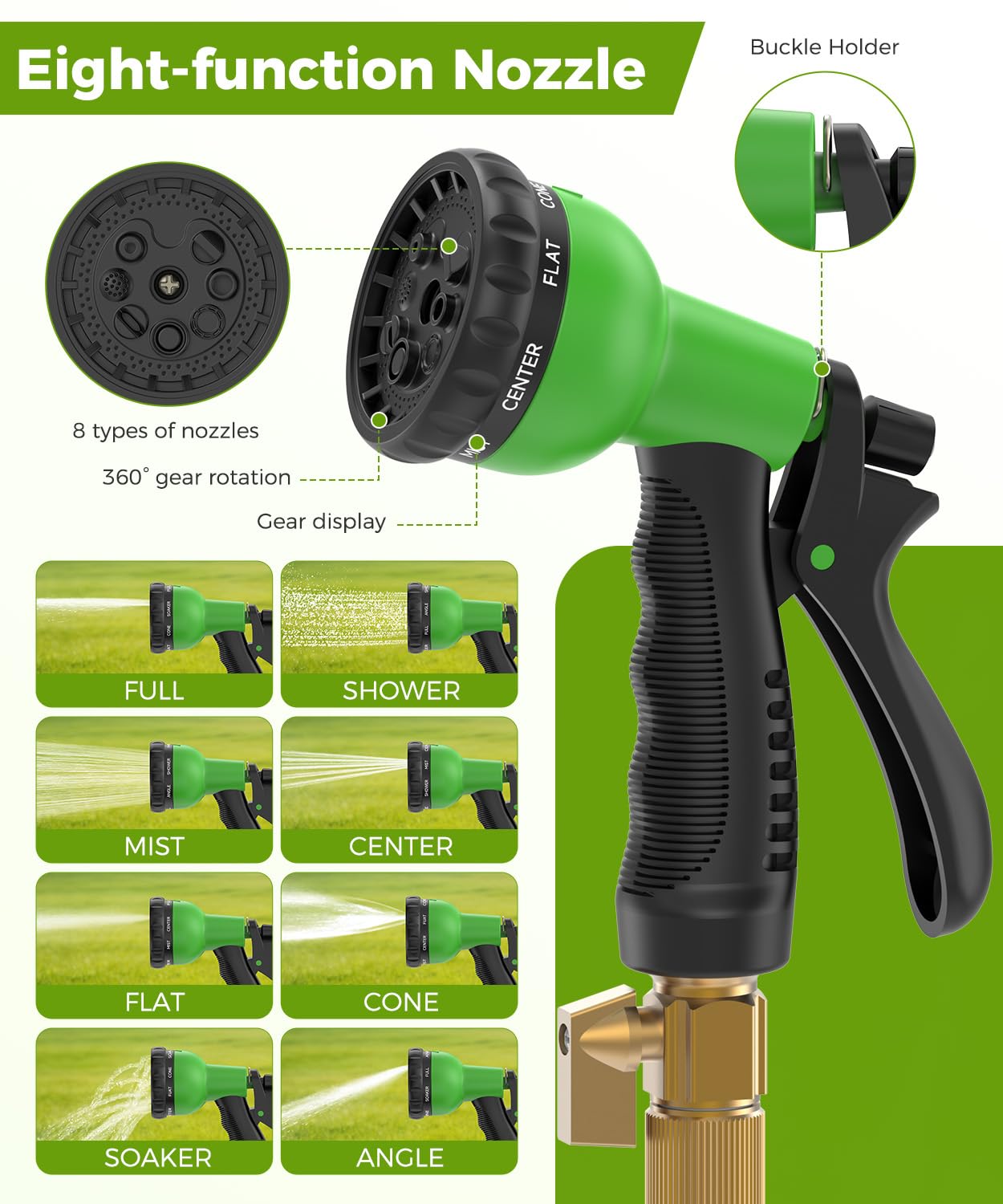 BIGITTA 100ft Garden Hose green and black design