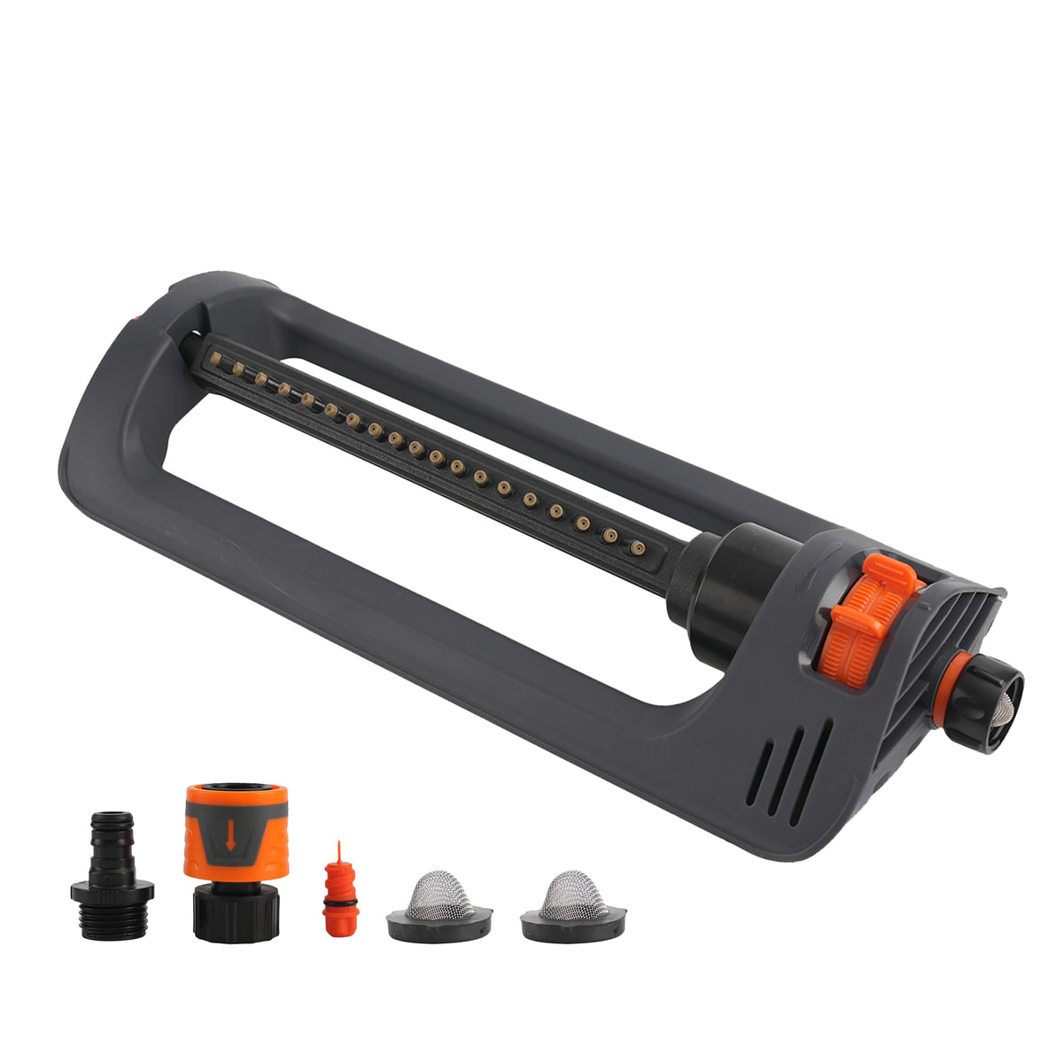 BIGWAVE Turbo Oscillating Water Sprinkler in grey and orange color