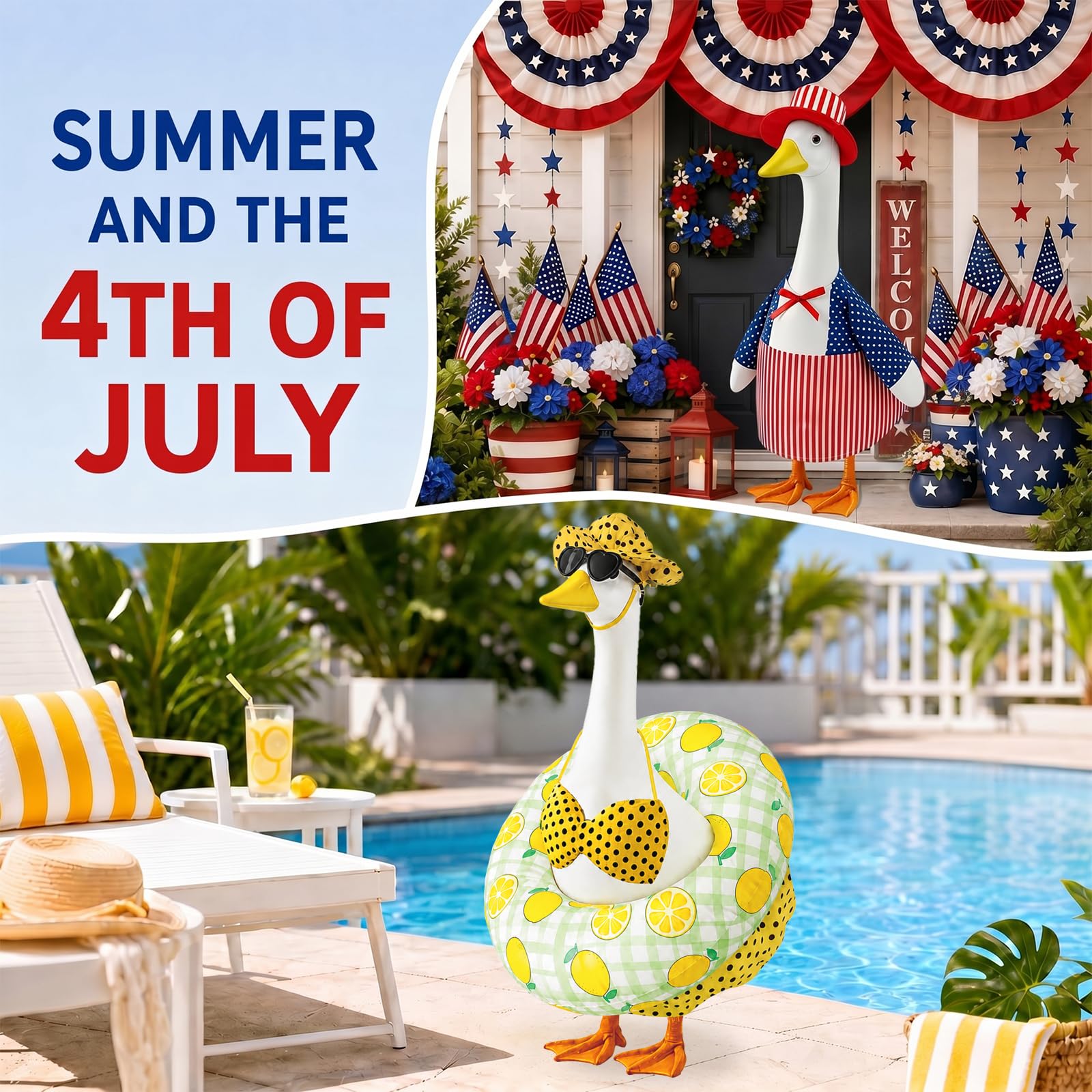 BIHDXL Holiday Porch Goose Outfit for 4th of July