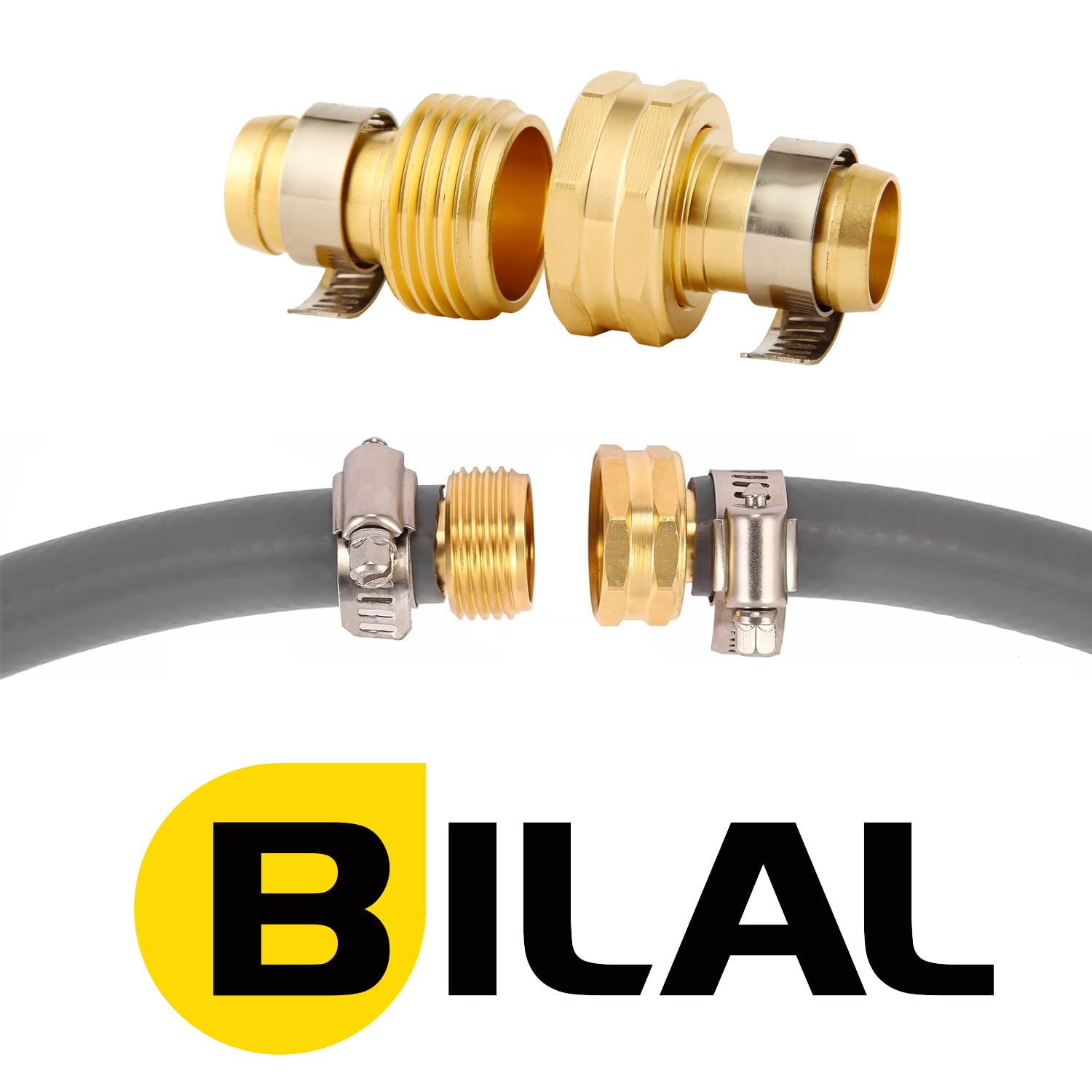 BILAL 4 Set brass connectors with dimensions and specifications