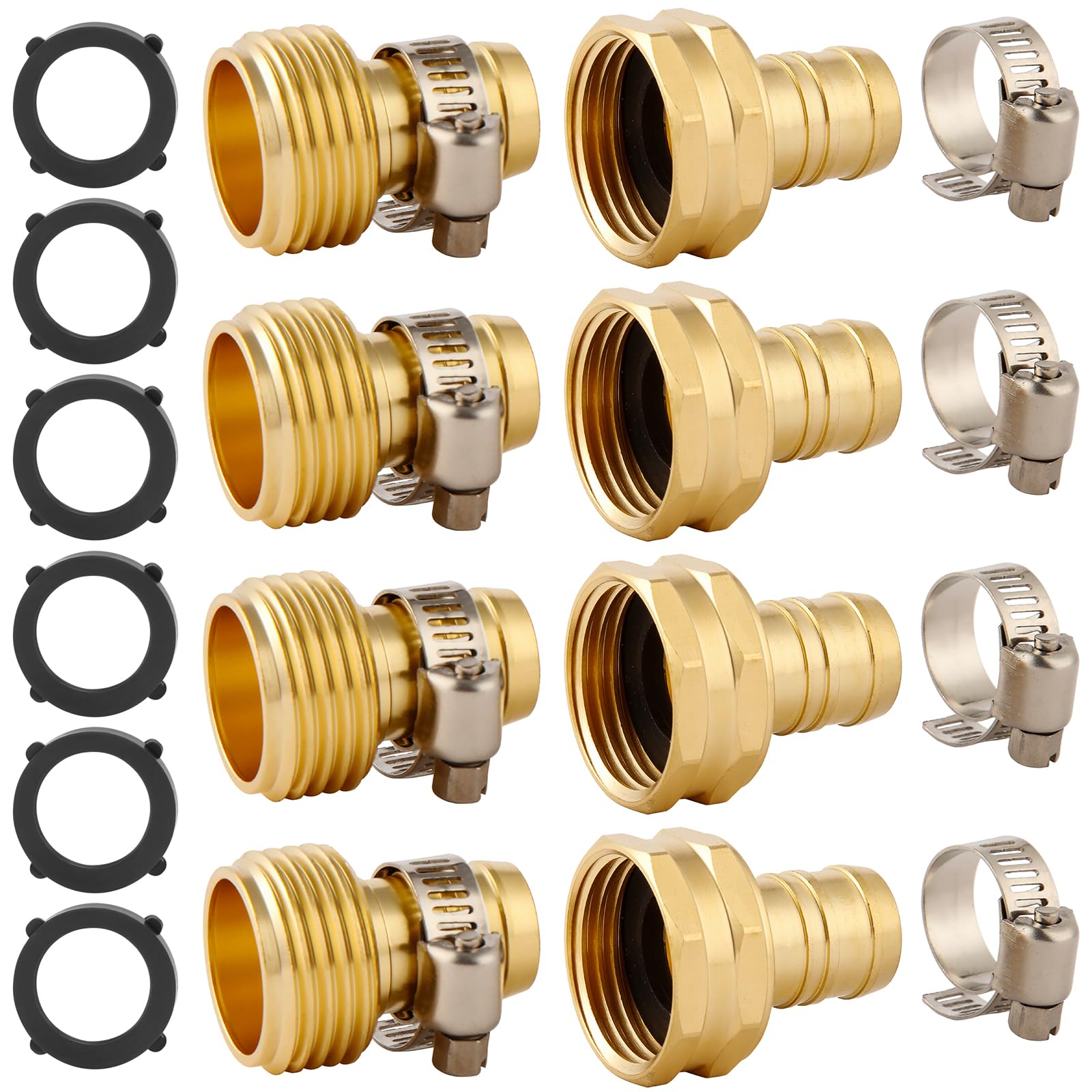 BILAL 4 Set Brass Garden Hose Repair Connector Kit with packaging