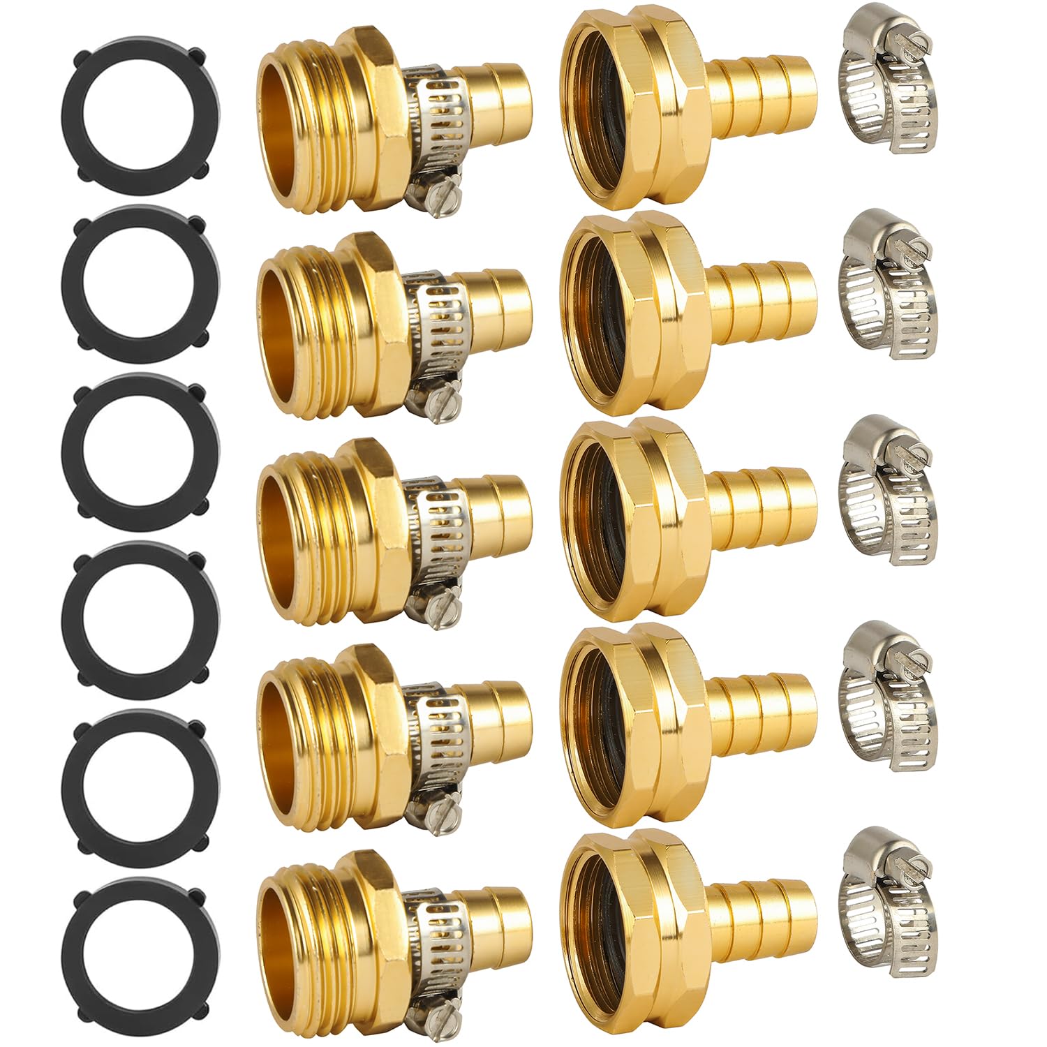 BILAL Garden Hose Repair Connector Kit 1/2 inch fittings with connectors and clamps