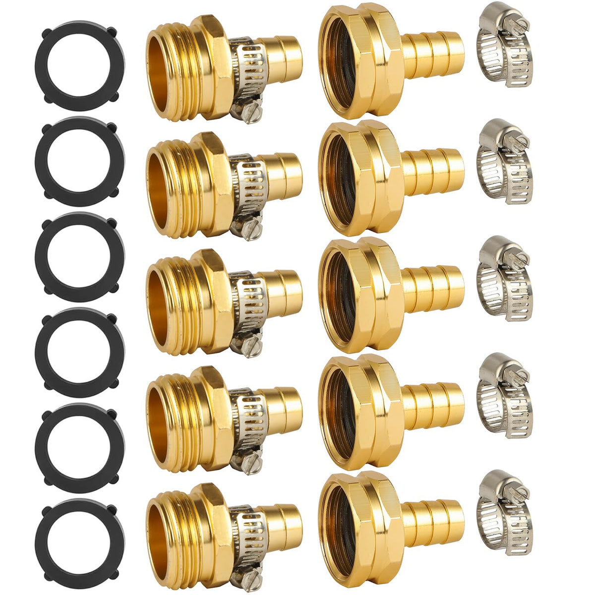 BILAL Garden Hose Repair Connector Kit 1/2 inch fittings with connectors and clamps