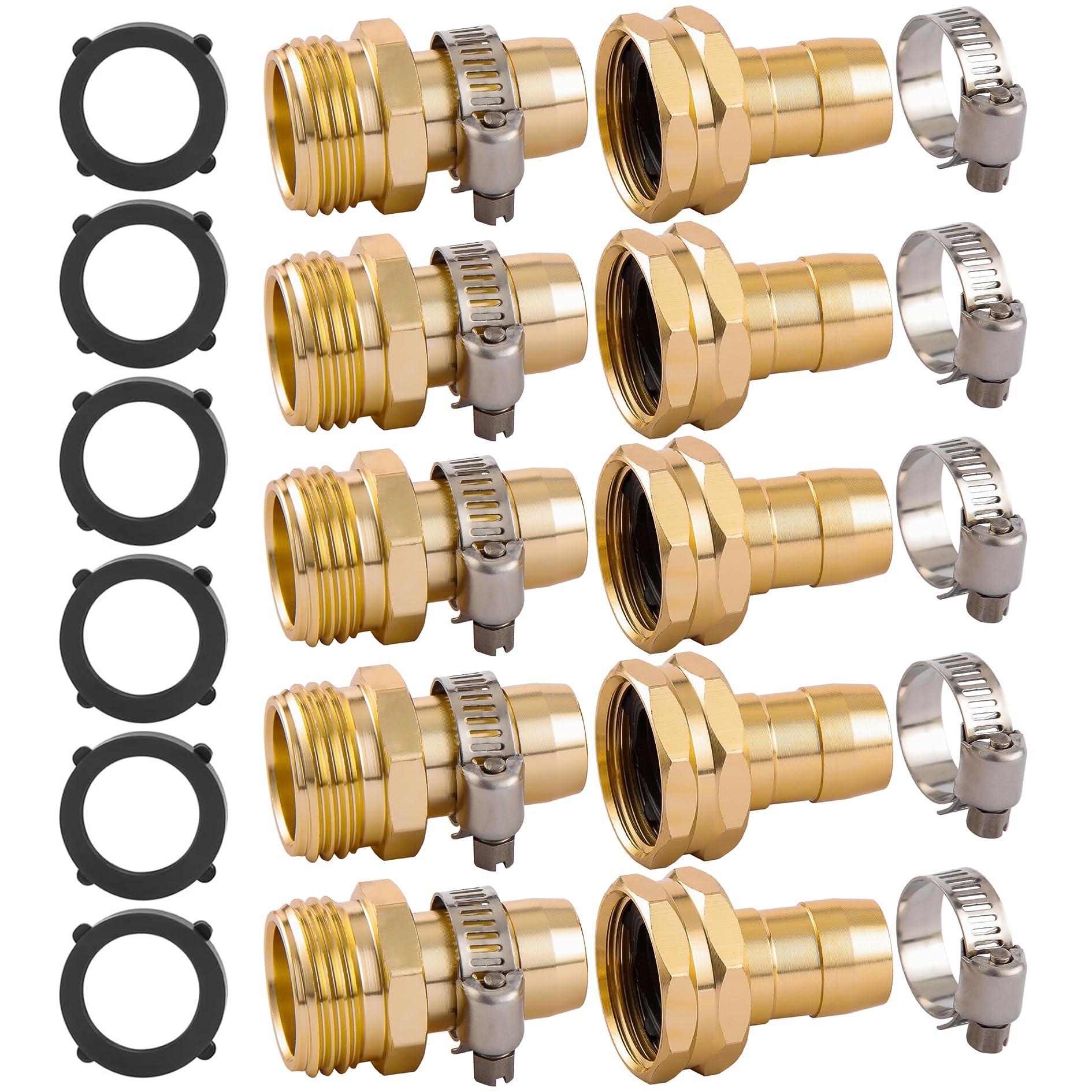 BILAL Garden Hose Repair Connector Kit contents with connectors and clamps