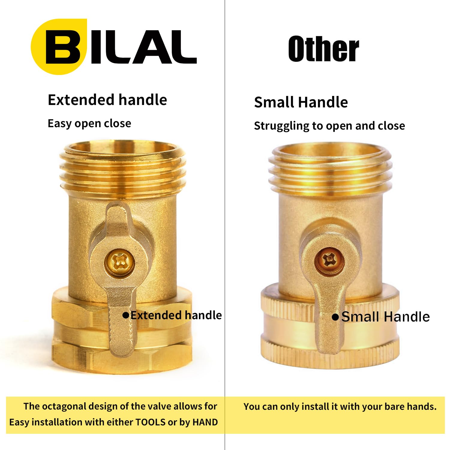 BILAL Garden Hose Shut Off Valve installed on a standard garden hose