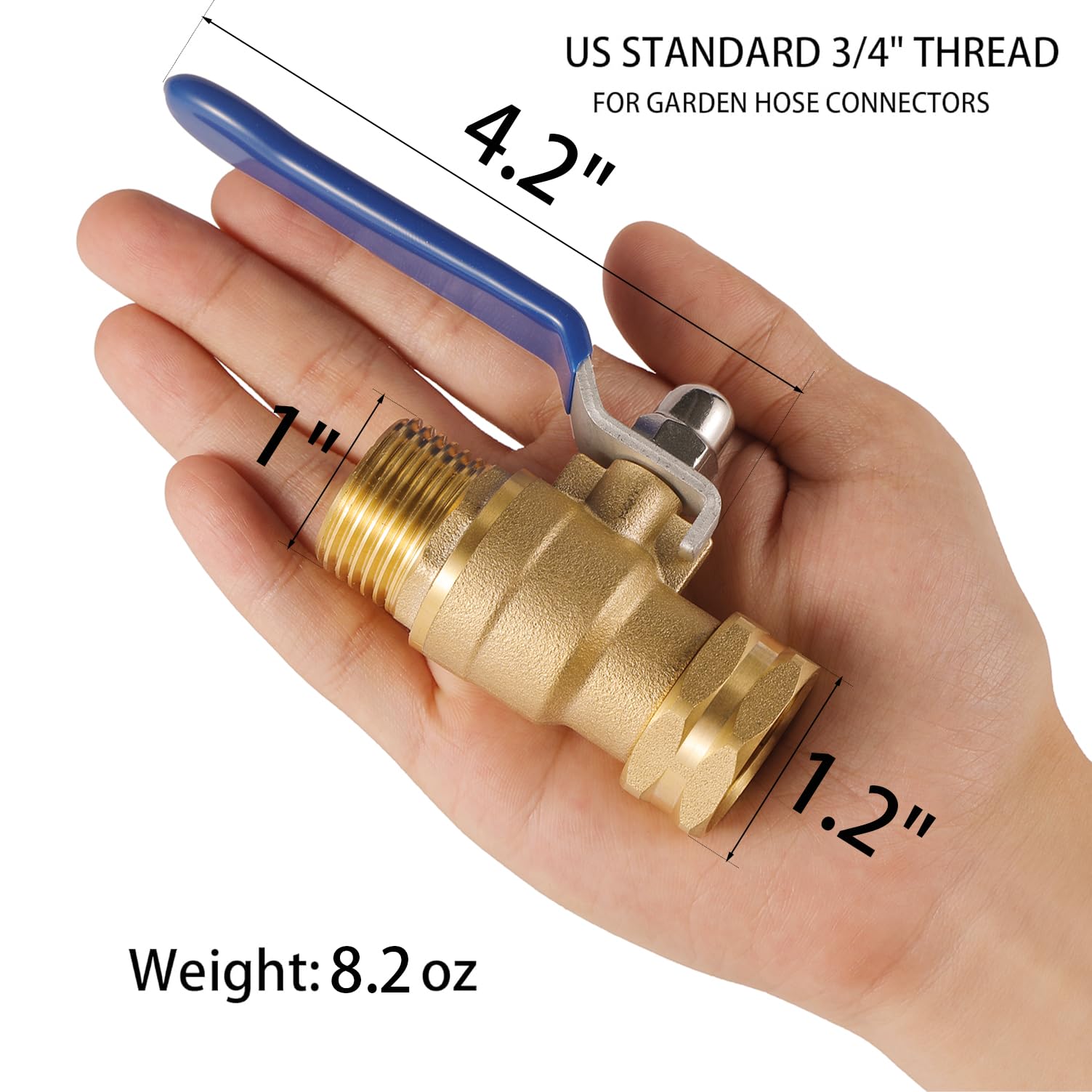 BILAL Garden Hose Shut Off Valve side view showing long handle