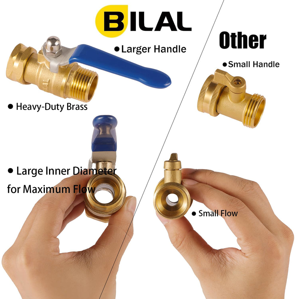 BILAL Garden Hose Shut Off Valve with rotating female end close-up