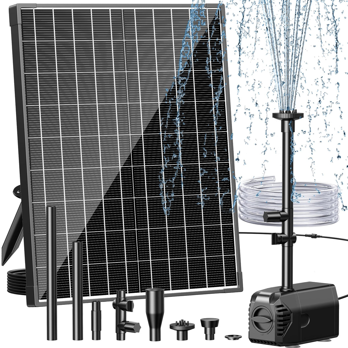 Biling 20W Solar Fountain Pump black model with solar panel