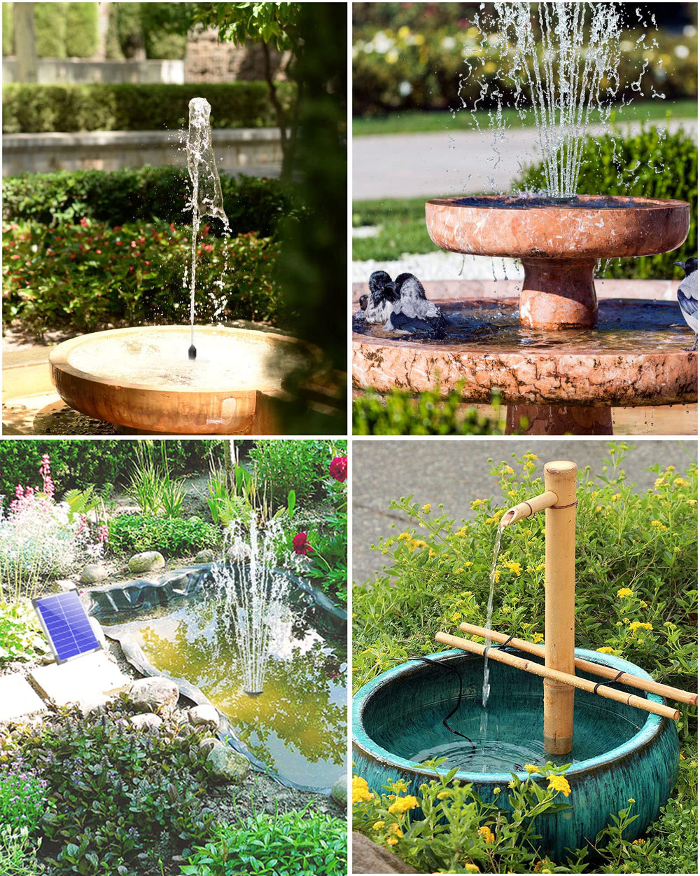 Biling 6.5W solar pump in outdoor setting with flowers