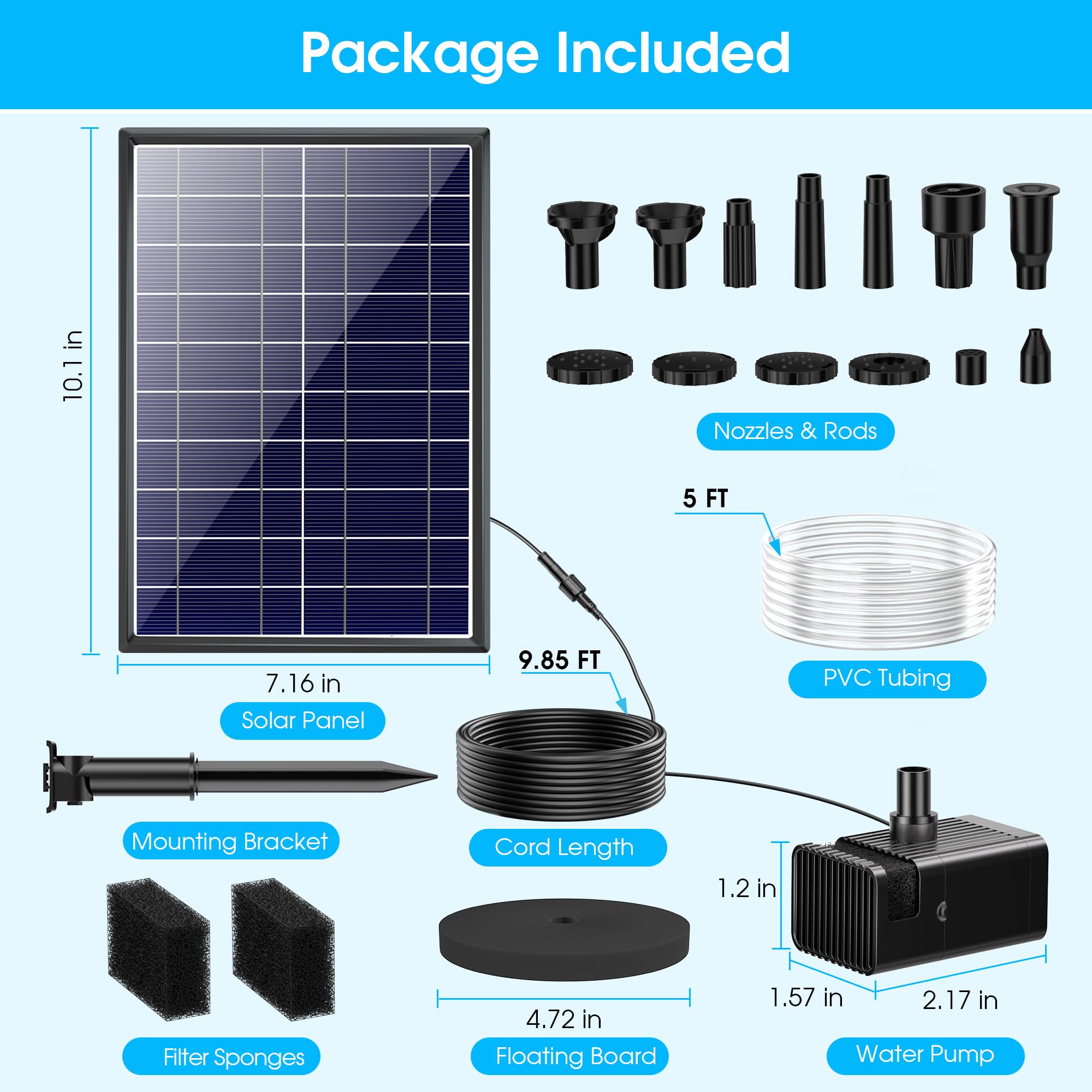 Biling 8W fountain pump with floating sponge