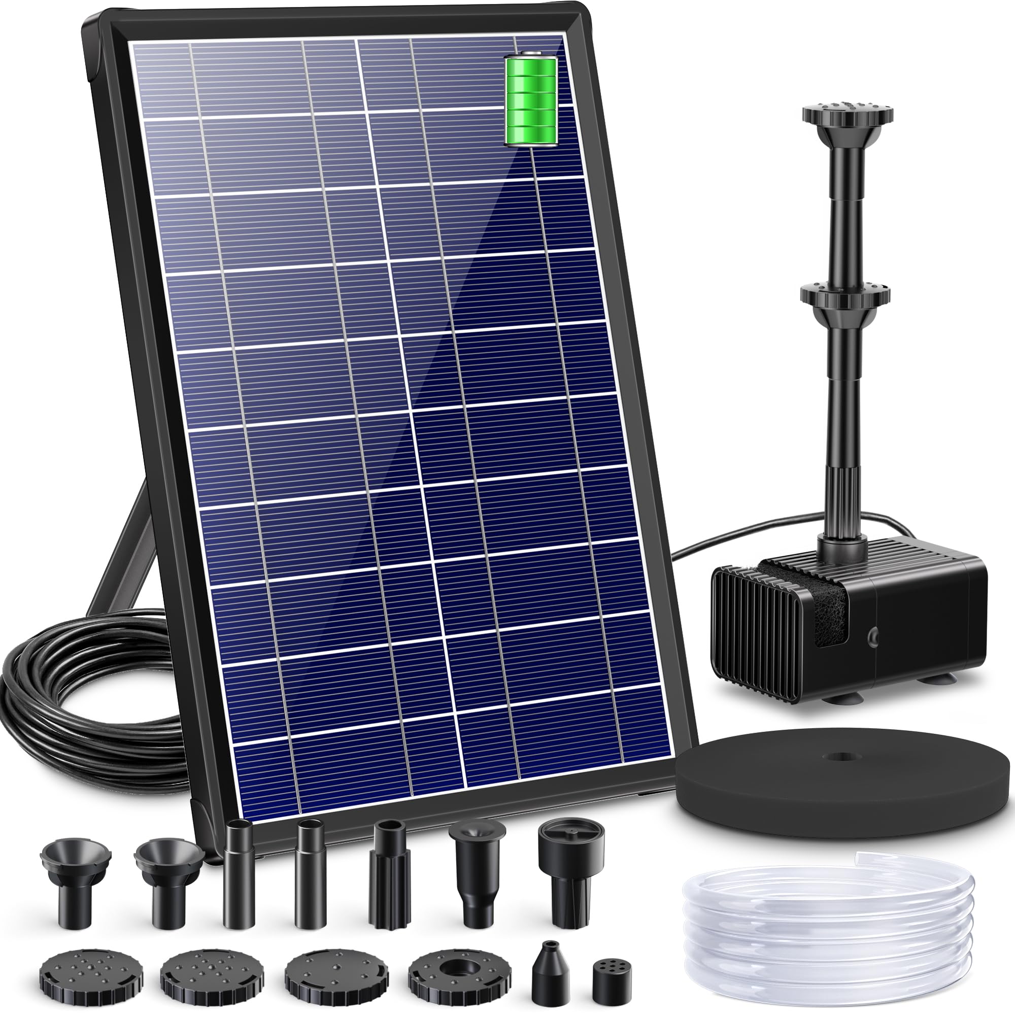 Biling 8W Solar Fountain Pump with solar panel front view