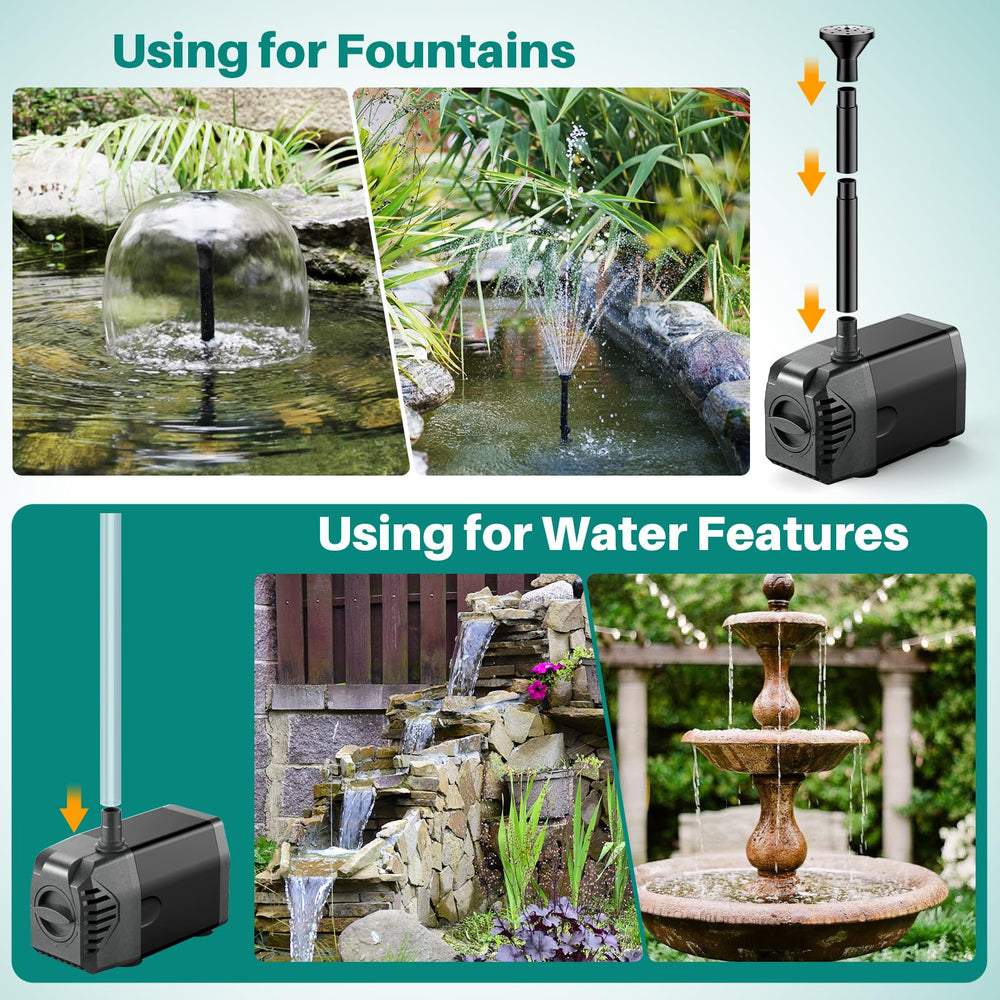 Biling solar fountain pump with adjustable nozzles