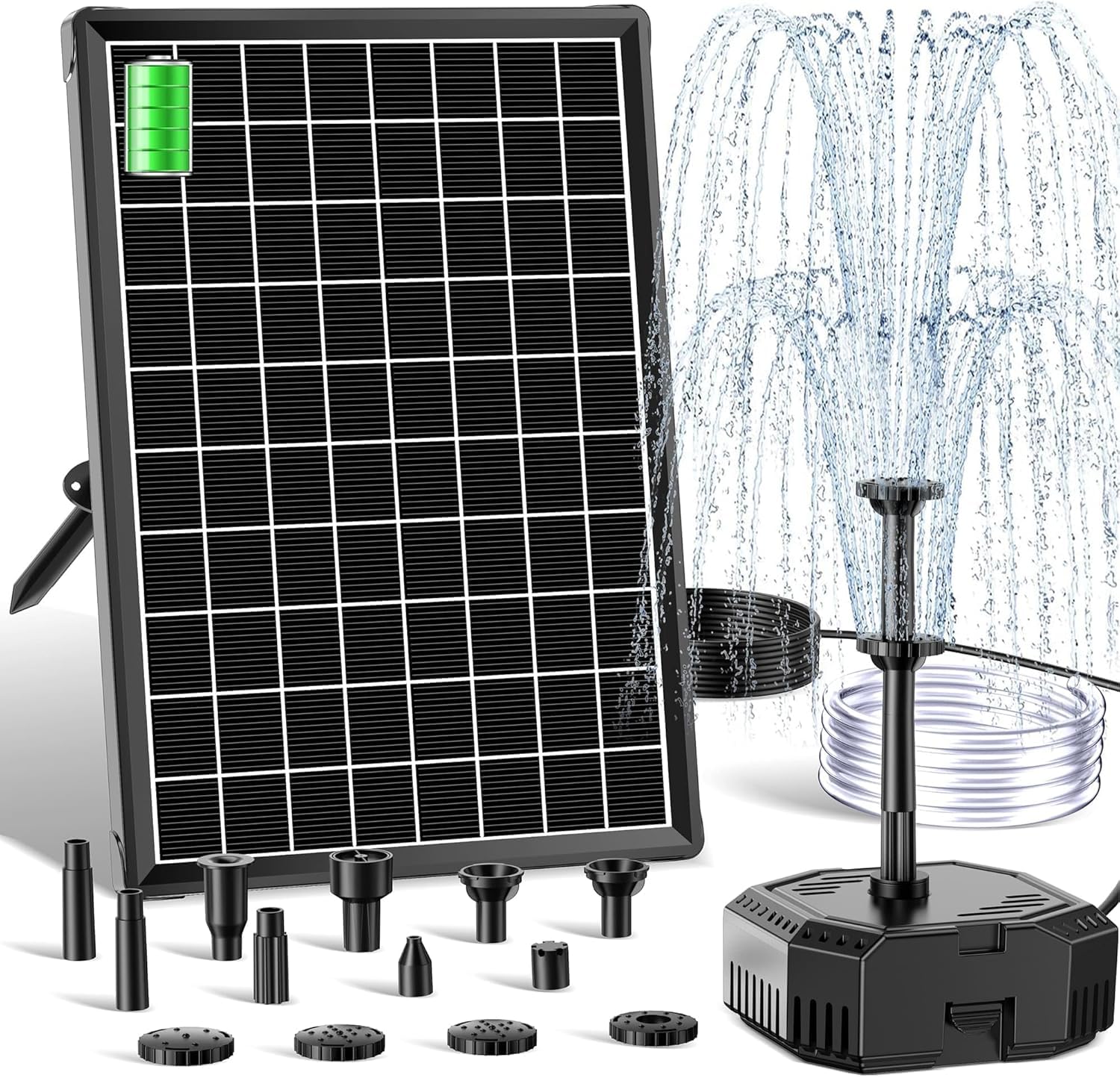 Biling Solar Pond Filter with solar panel and pump setup