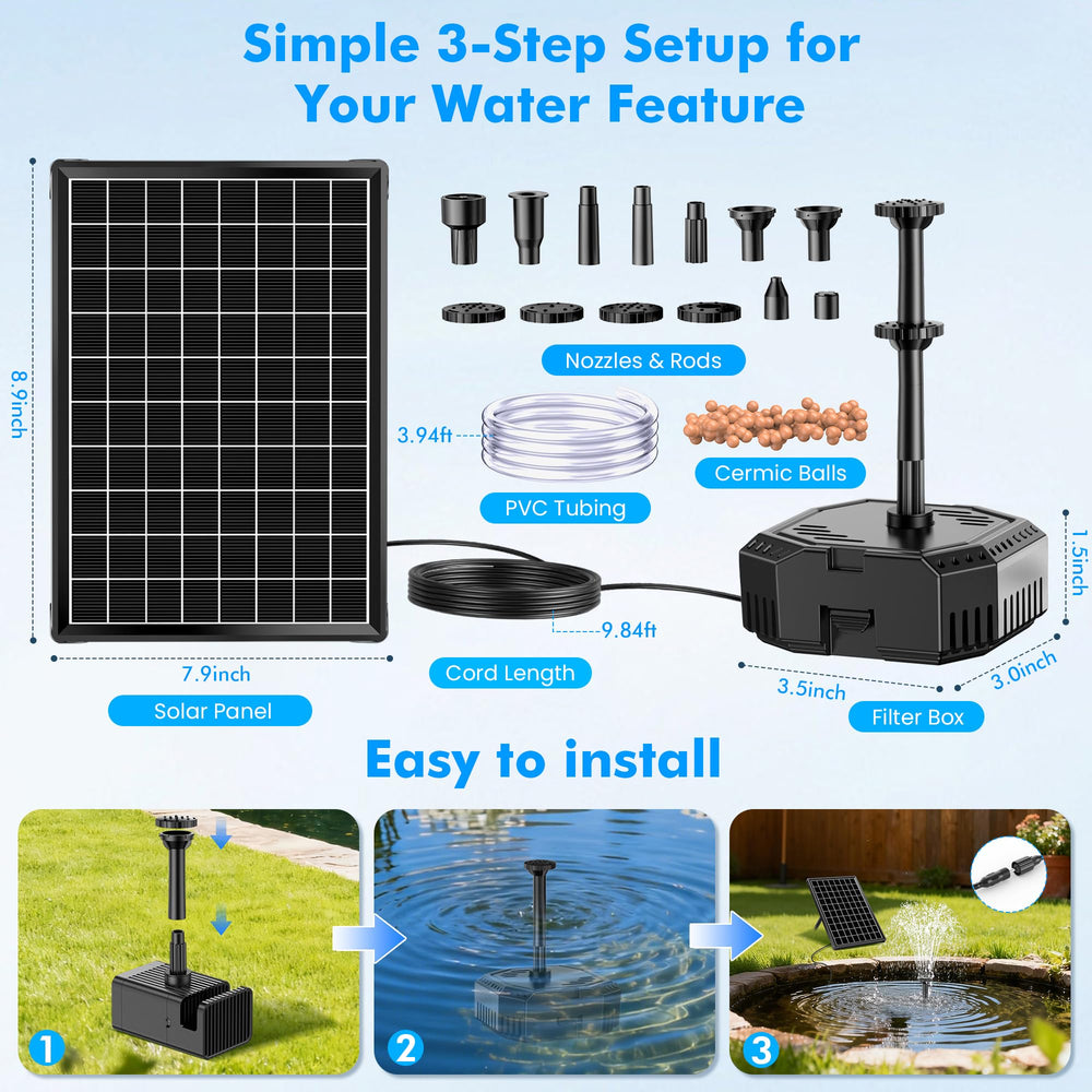 Biling Solar Pond Filter with water flowing from nozzle
