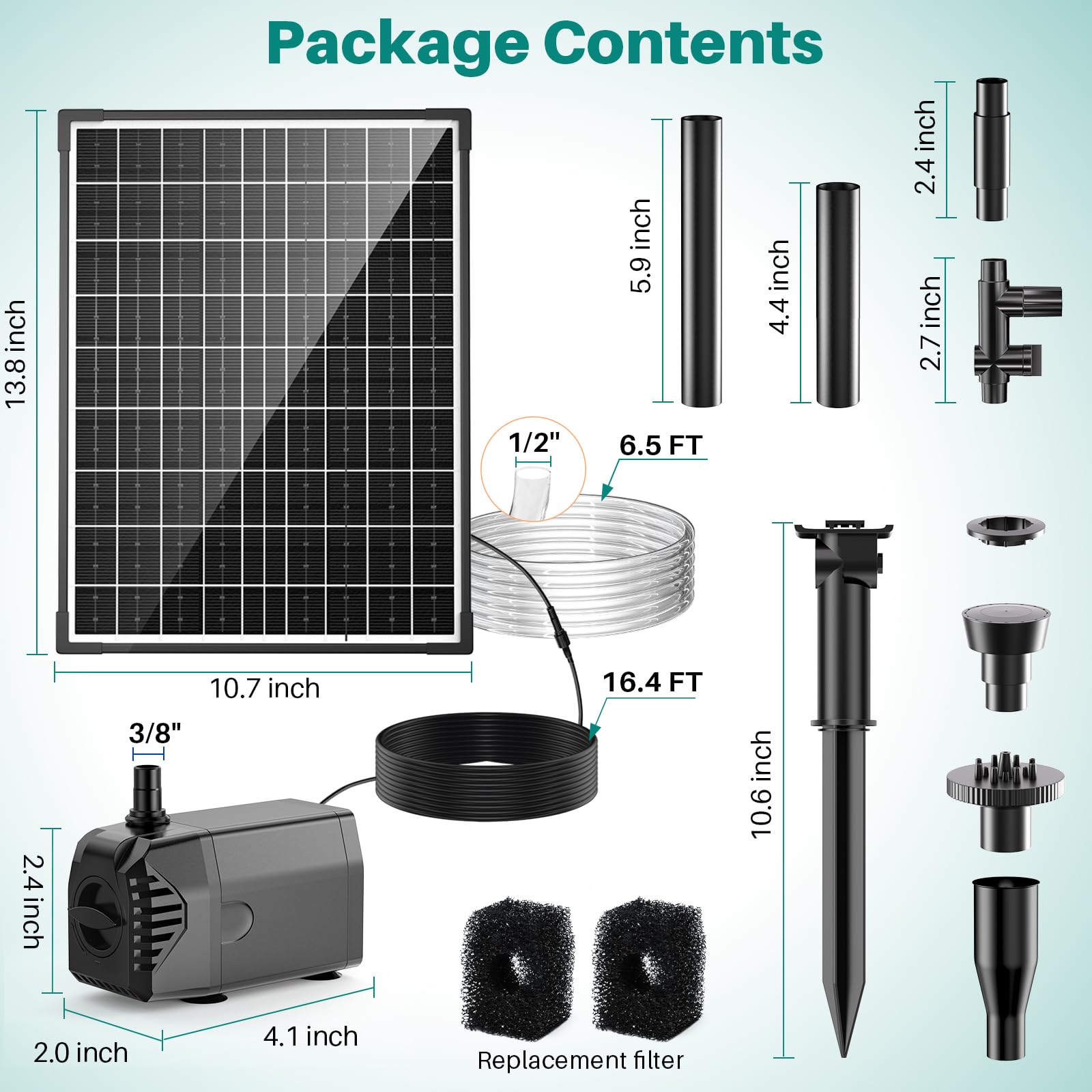 Biling solar pump with clear tubing in birdbath