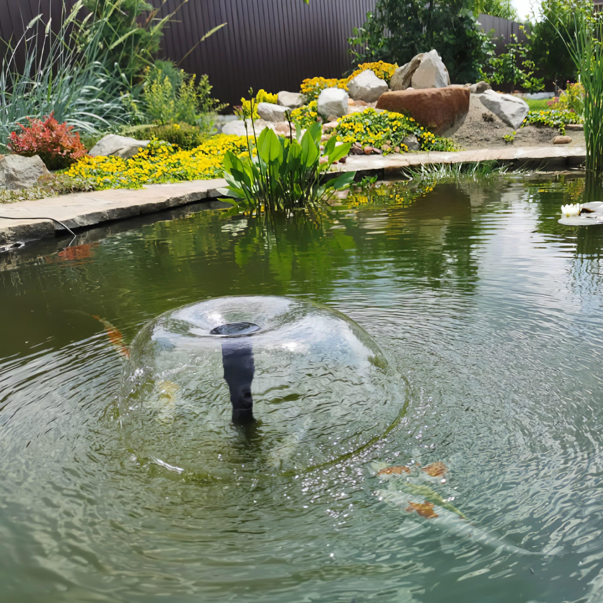 Biling solar water pump in a small pond