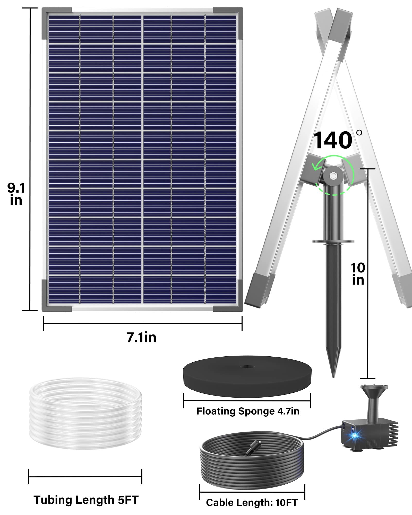 Biling solar water pump installation in garden pond